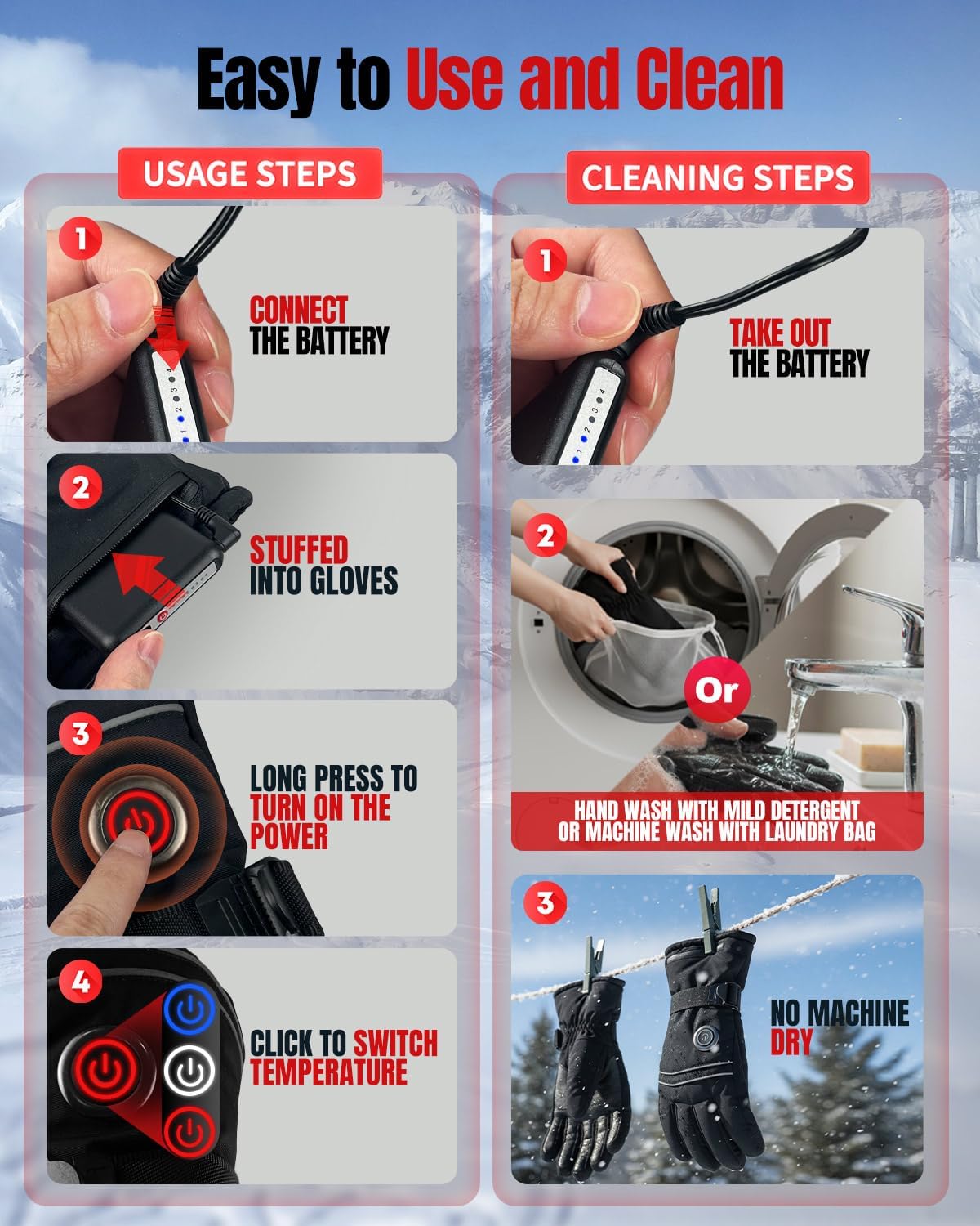 Heated Gloves for Men Women, Rechargeable Battery Heated Gloves with Touchscreen for Hunting Camping Skiing (Large) - Image 6