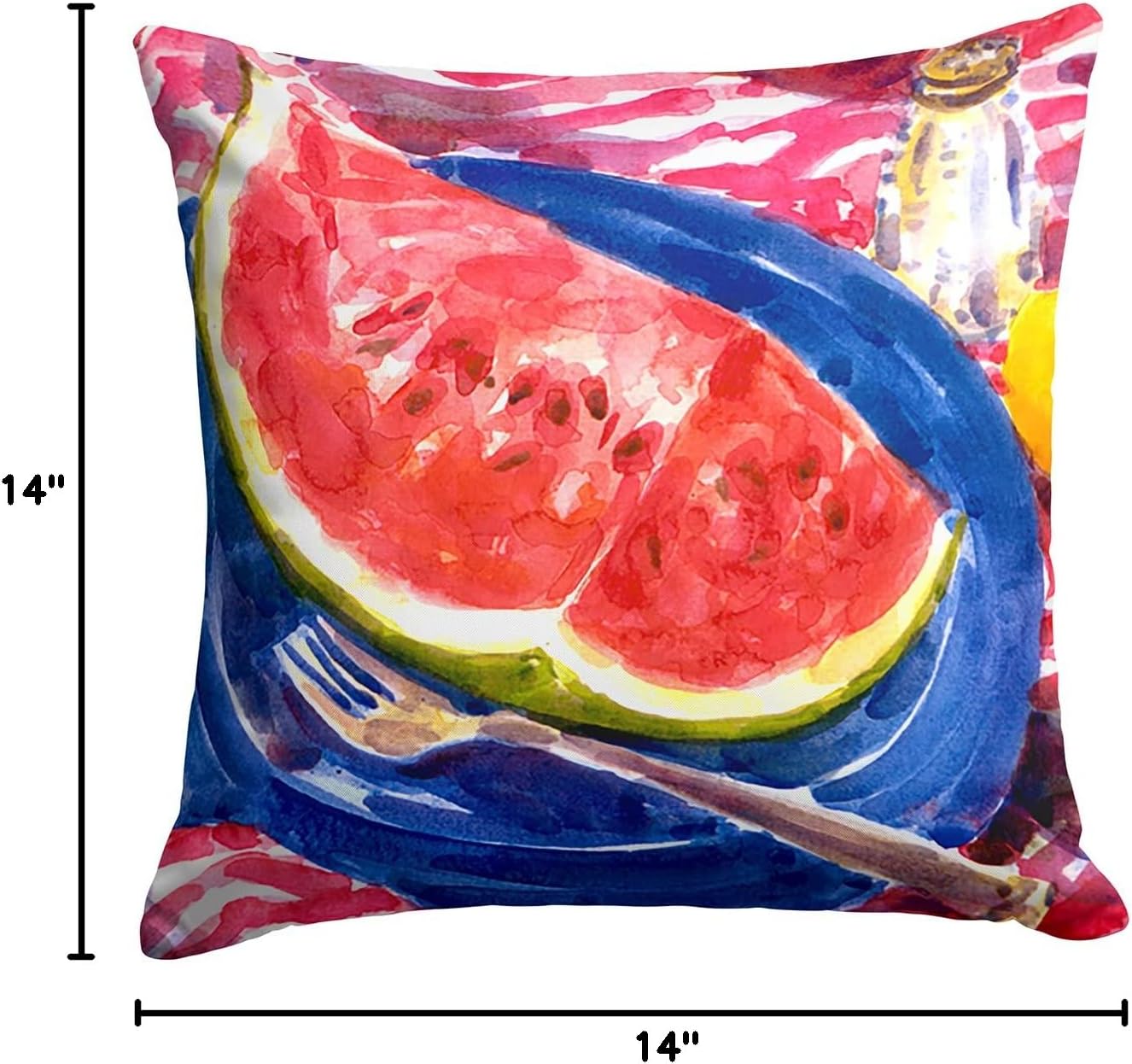 Caroline's Treasures 6028PW1414 Watermelon Fabric Decorative Pillow Machine Washable, Indoor Outdoor Decorative Pillow for Couch, Bed or Patio, 14Hx14W