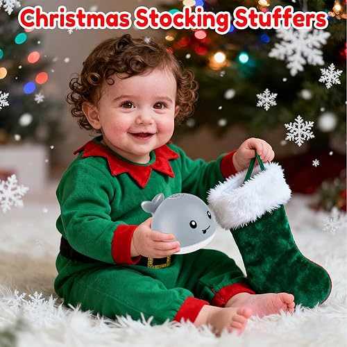 Miniatura 3 de Juguetes de baño para niños de 1 a 3 años Juguetes de baño para bebés, juguete de baño de ballena iluminado, relleno de calcetines de Navidad,