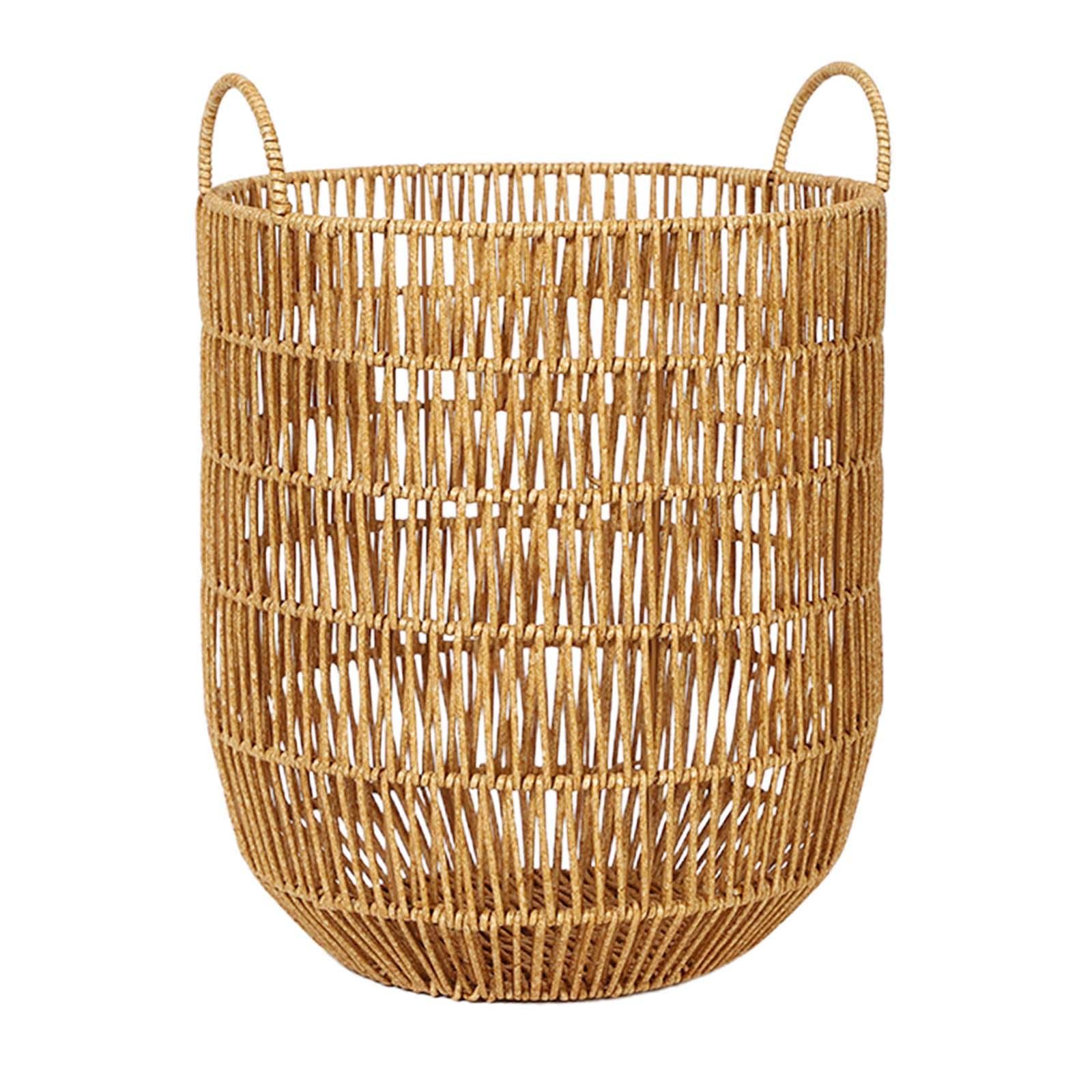 Cesto Portabiancheria Robusto con Grande Apertura in Materiale PP Manici Rinforzati Contenitore Decorativo per Sporchi Coperte Peluche Indumenti, 30x41 cm