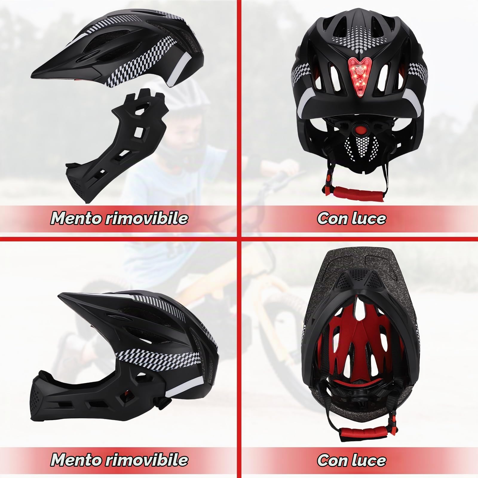 rockible Casco da Bici per Bambini Casco da Bicicletta Elegante, Casco da Ciclismo Casco Integrale per Andare in Bicicletta Pattinaggio a rotelle all'aperto