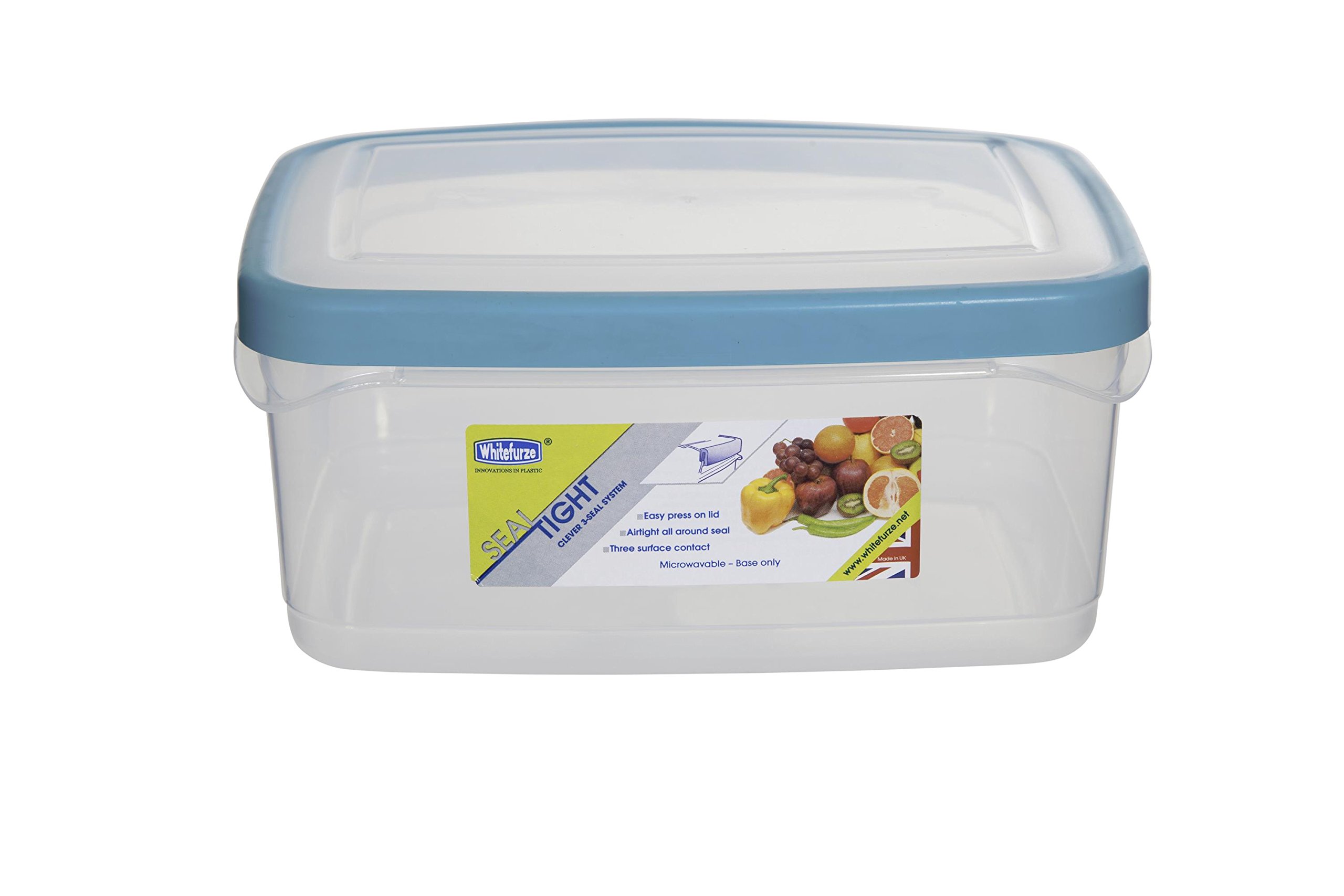 Whitefurze Teal Rectangular Seal Tight Container, Plastic, 2 Litre