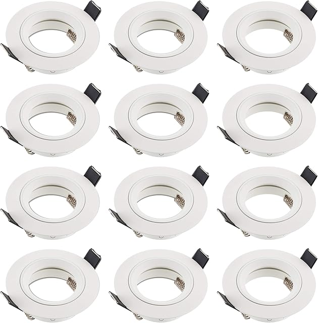 SEBSON 12x Downlight incl. GU10 lamp Holder - Mounting Hole ø65mm, White matt, LED/ Halogen, recessed Ceiling Light, mounting Frame Aluminium