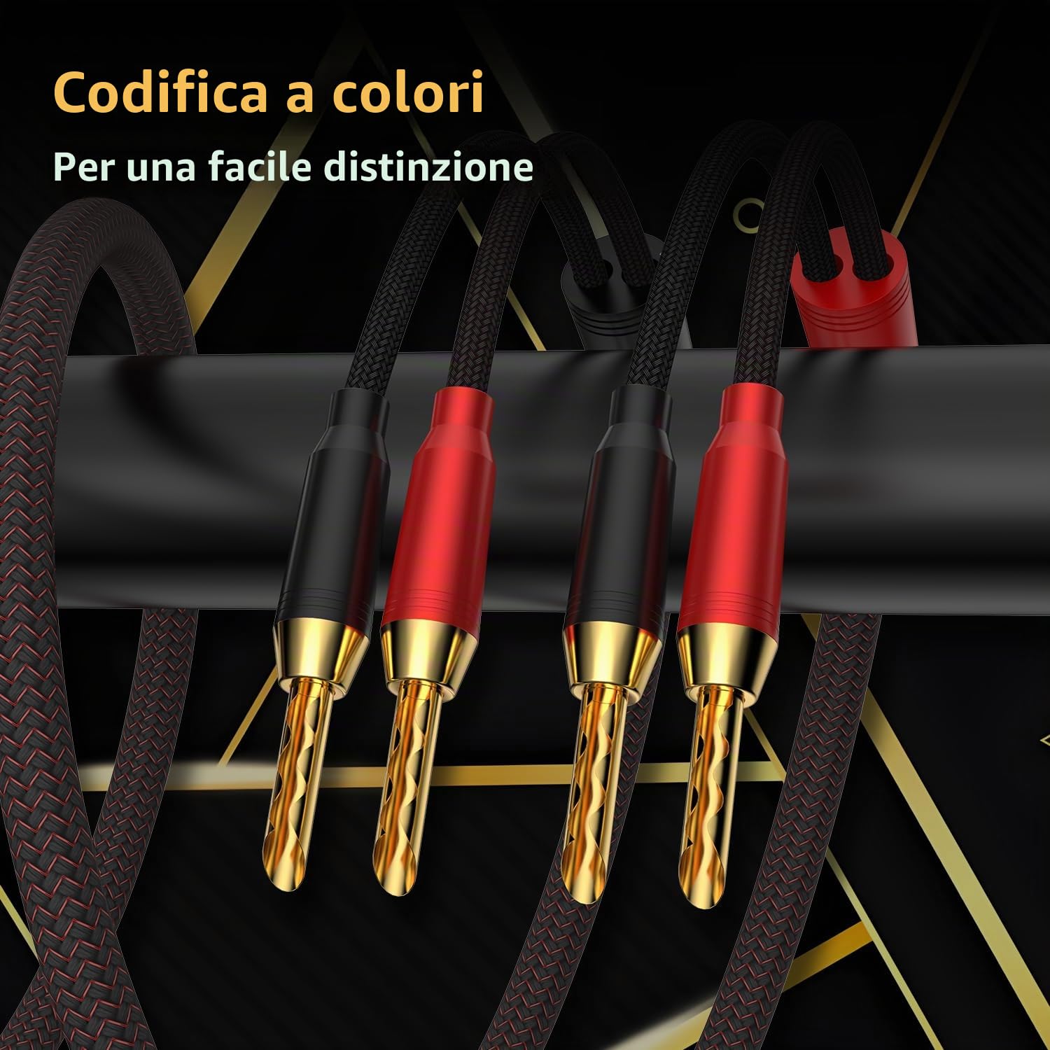 high end cavo per altoparlanti, con connettori a banana placcati in oro cavo casse audio (2 m, 1 Coppia)