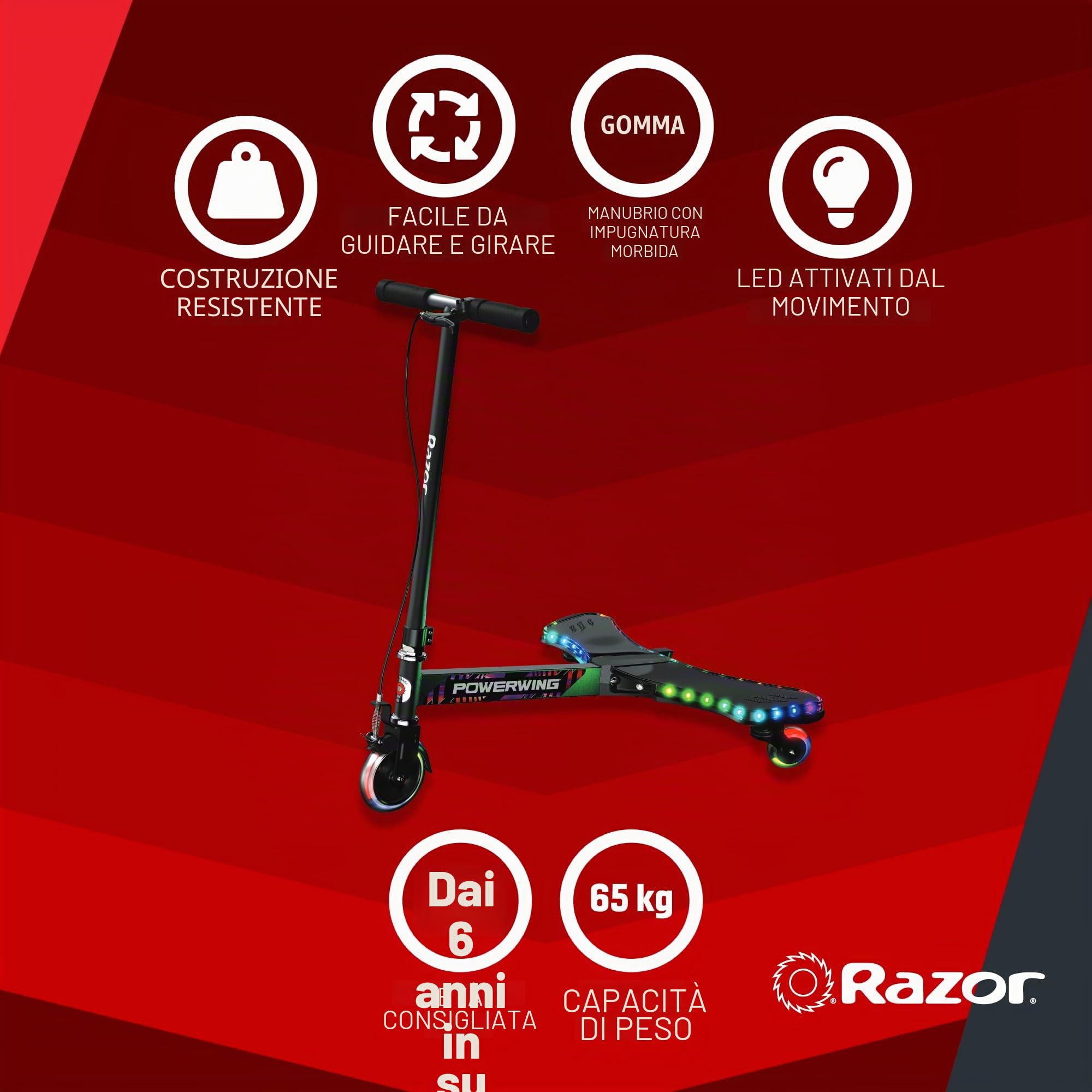 Razor - Lightshow Powerwing (20073315) Nero
