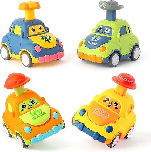 Juguetes de coche para niños pequeños de 1 a 3 años, regalo de cumpleaños para niños y niñas de 1 a 3 años, juguetes de vehículos urbanos para tirar