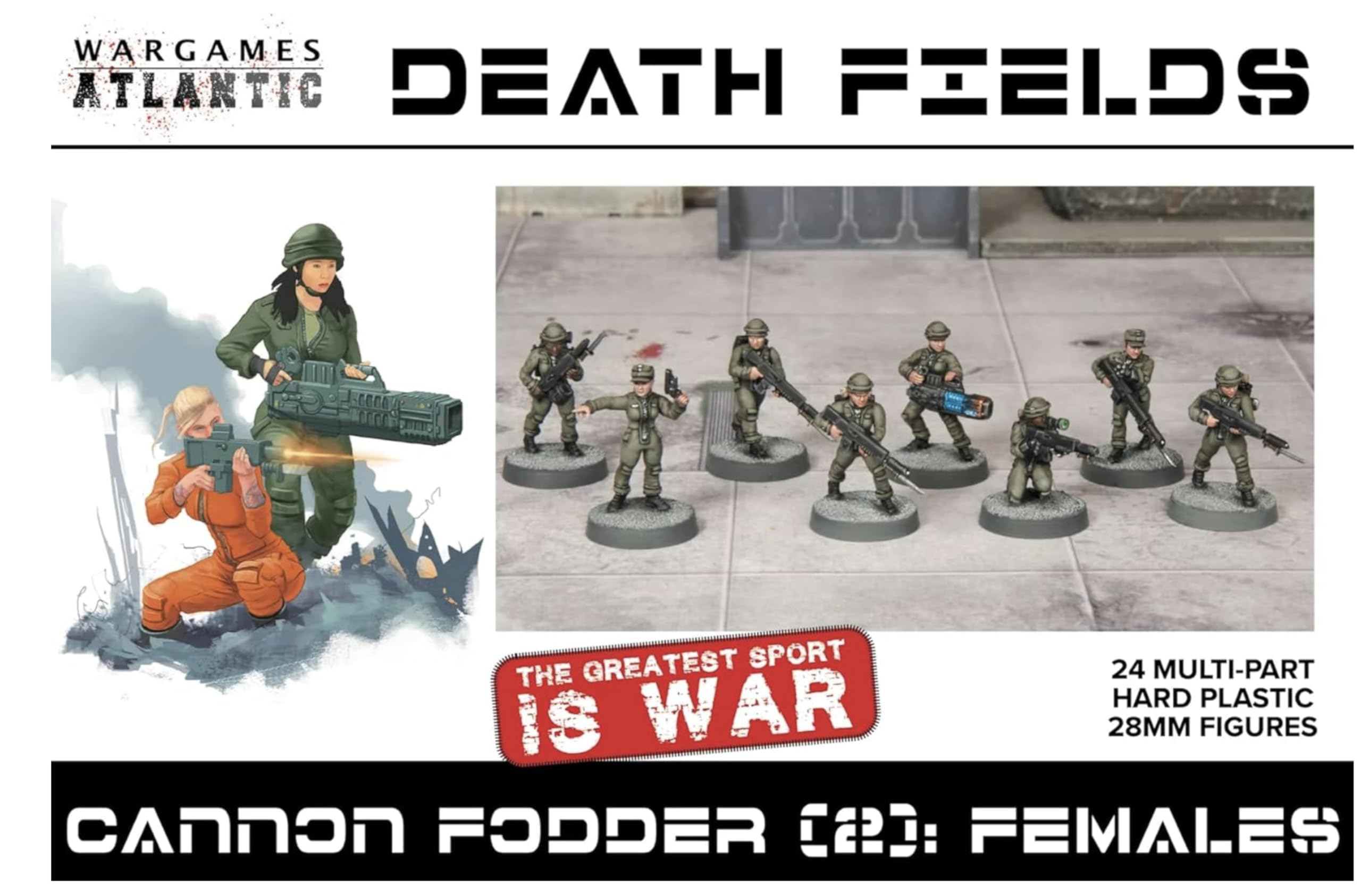 My Pet Elephant Death Fields – Cannon Fodder 2 = femelles (24 figurines) en plastique dur (polystyrène à fort impact) figurines de 28 mm fabriquées aux États-Unis
