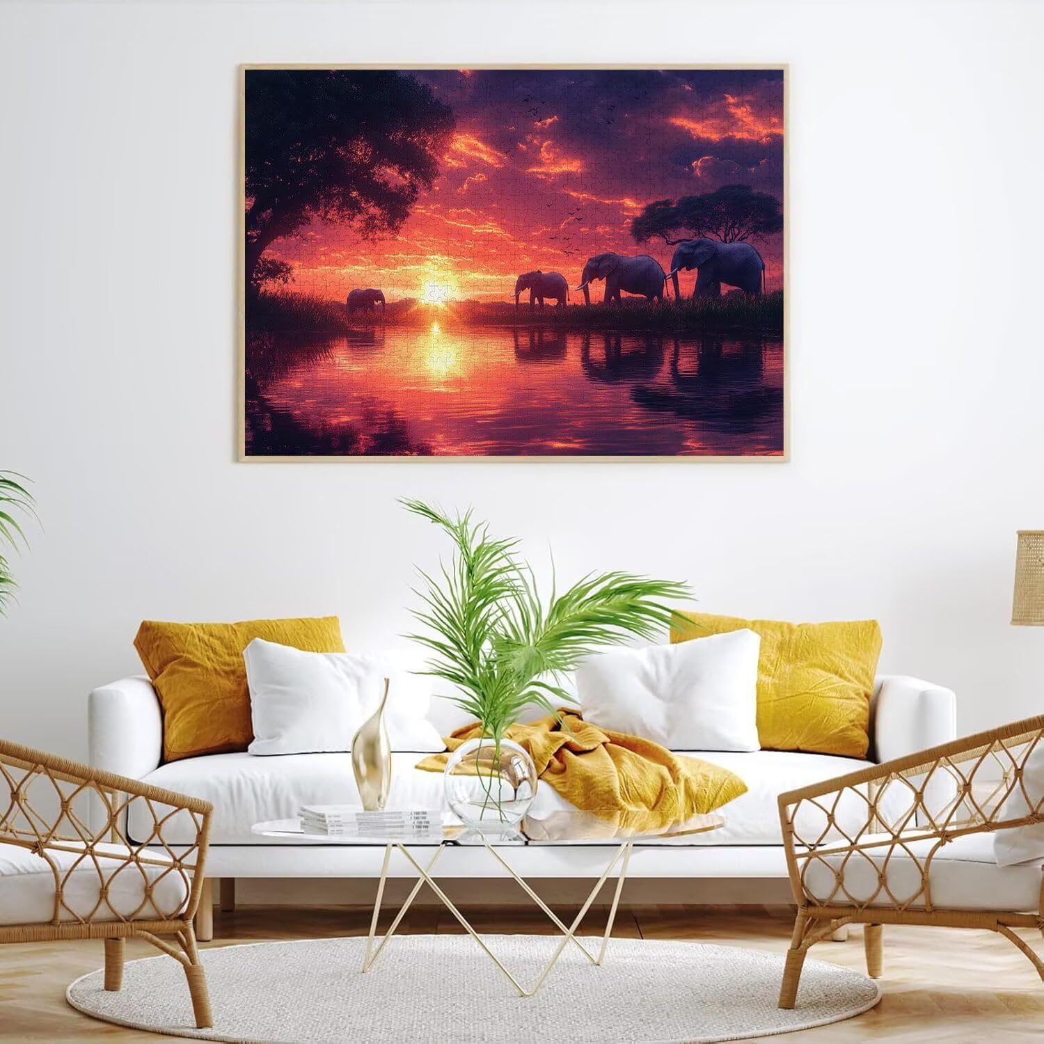 Puzzle 5000 elementów dla dorosłych, gry rodzinne, Słoń zachód słońca, n