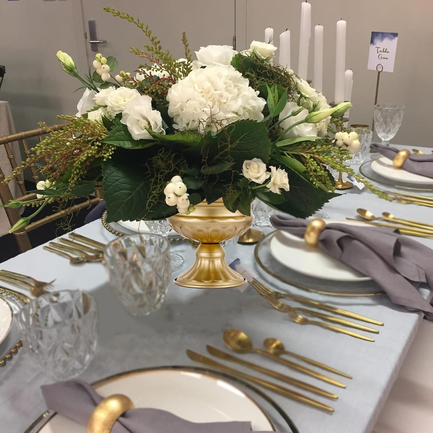 Metal Vases for Table Centerpieces, Hewory Gold Compote Pedestal Vase Floral Container Bulk, Brass Mini Footed Bowl Flower Holders Center Pieces for Wedding Birthday Party Anniversary (10pcs, 5in)