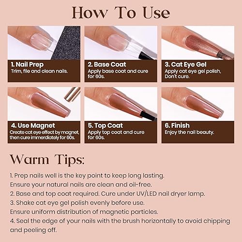 Miniatura 7 de MIZHSE Esmalte de uñas de gel de ojo de gato esmalte de gel magnético marrón con barra magnética, efecto mágico estilo Maillard, Galaxy Shimmer