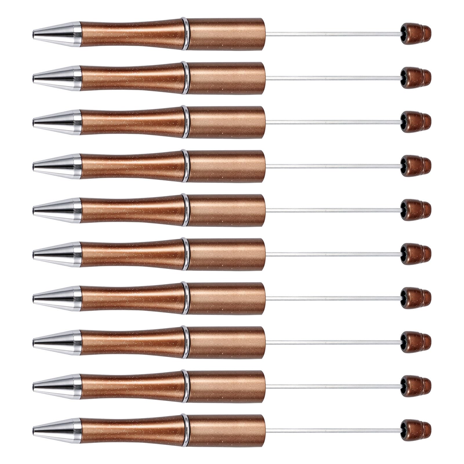 Beadthoven 20pcs Plastic Beadable Pen, Bead Ballpoint Pen Glittery Shaft Black Ink Bead Pens for DIY Pen Decorations Supplies Office School (Coffee