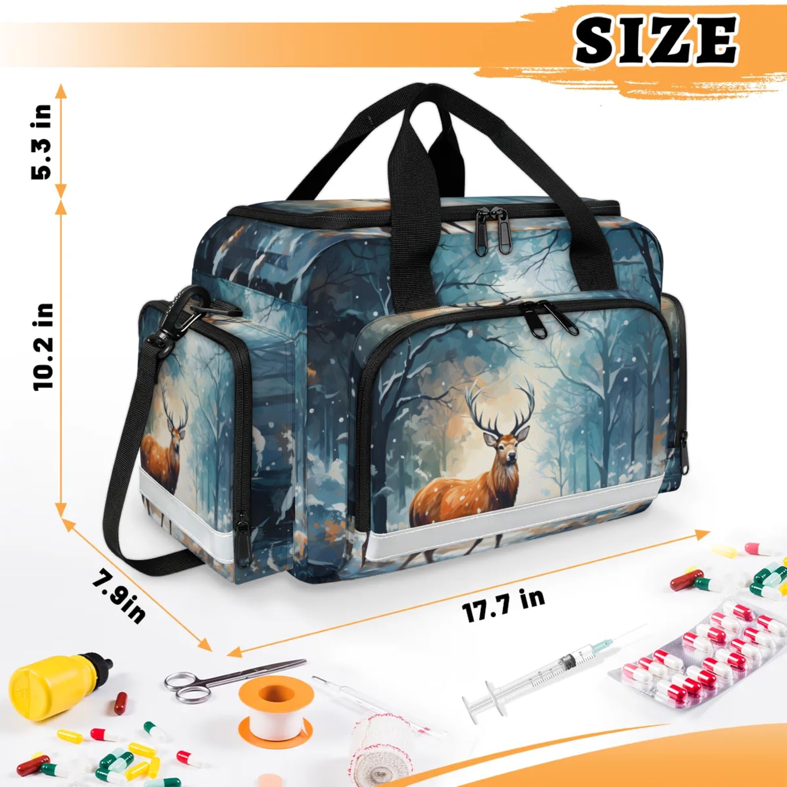 GzLeyigou First Aid Bags Empty, Timid Deer Emergency Bag First Aid Kit Multiple Compartment Kit Carrier On Call Trauma Bag For Paramedics Emergency Medical Supplies Kit