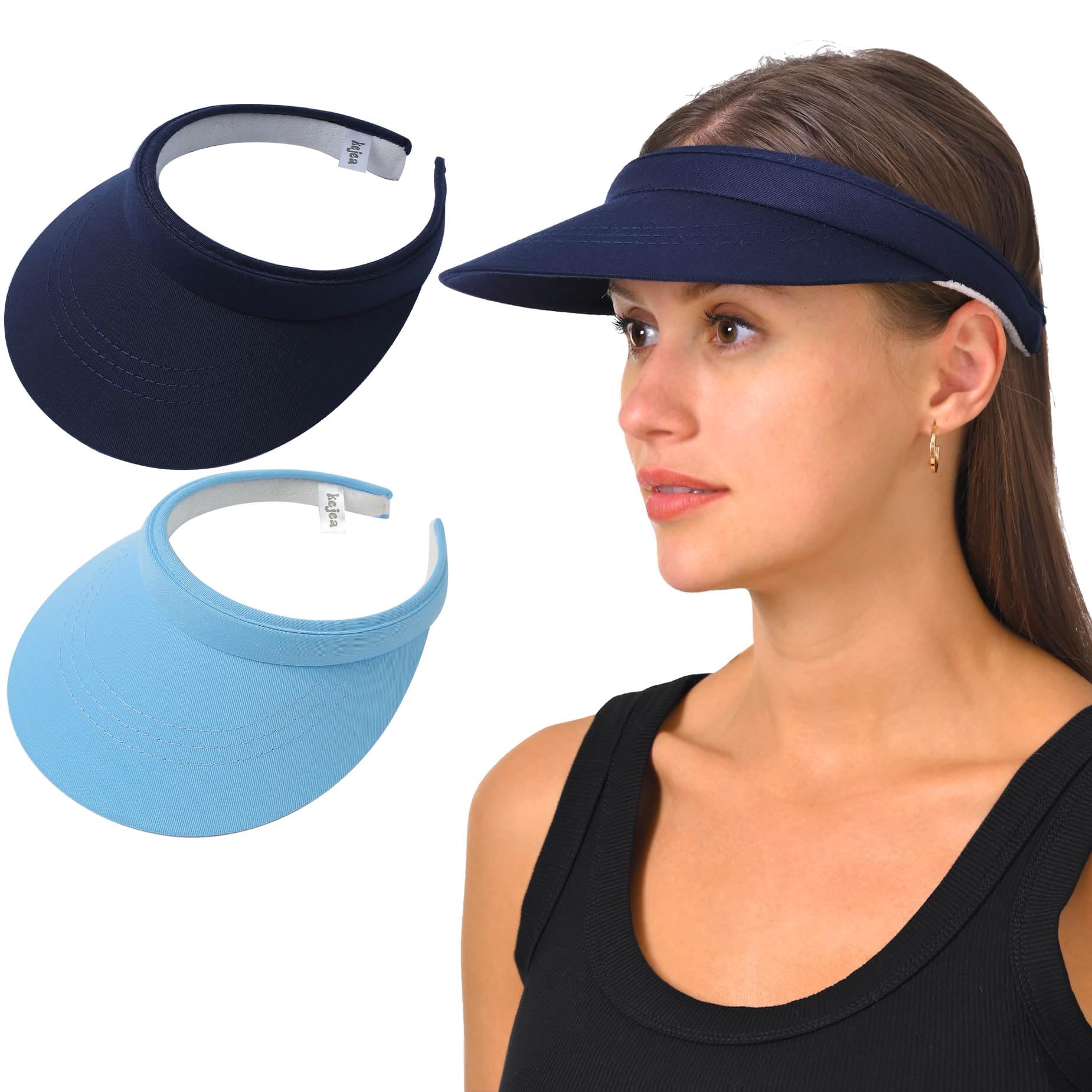 2 Pack Wide Brim Sun Visors - Adjustable Clip On Hats for Outdoor 2 Pack Adjustable Clip-On Sun Visor Hats for Women and Men  main image 3