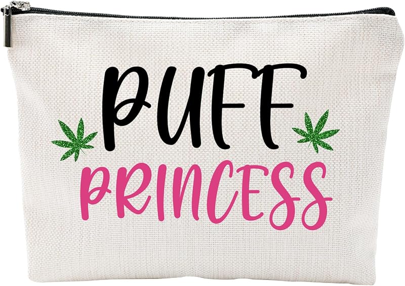 Necessaire de maquiagem ZUYUROU Puff Princess em linho com zíper, 1 unidade