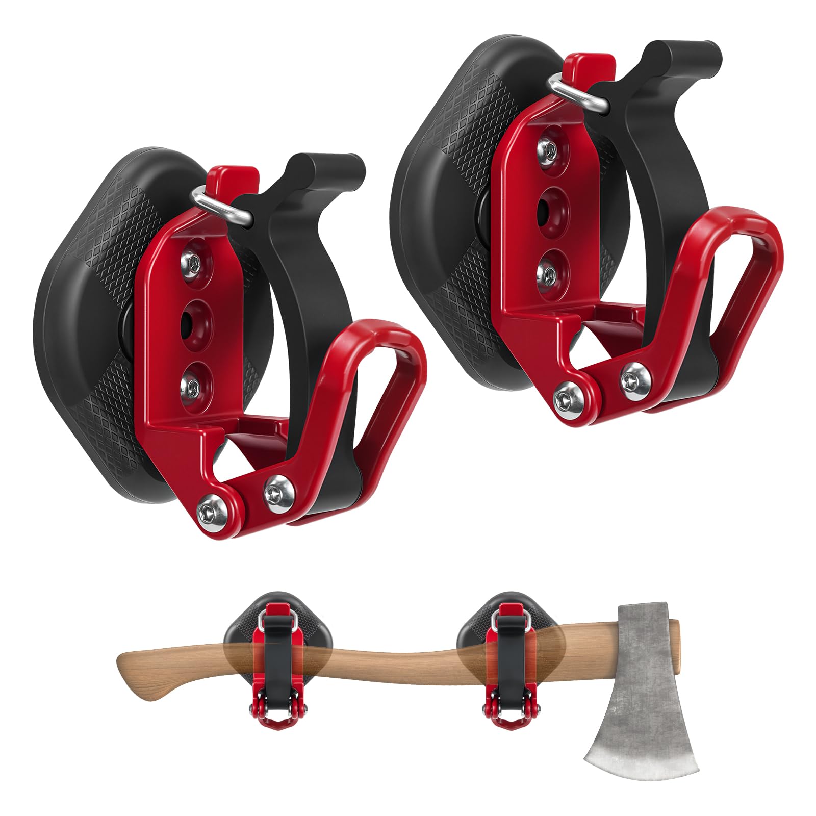 BPOPO 2 Pack Magnetic Shovel Holder for Truck, Heavy Duty No-Drill Magnetic Axe & Tool Mount, Quick Release Rubber Clamp Bracket for Roof Rack, RV, Trailer, ATV & Garage Storage