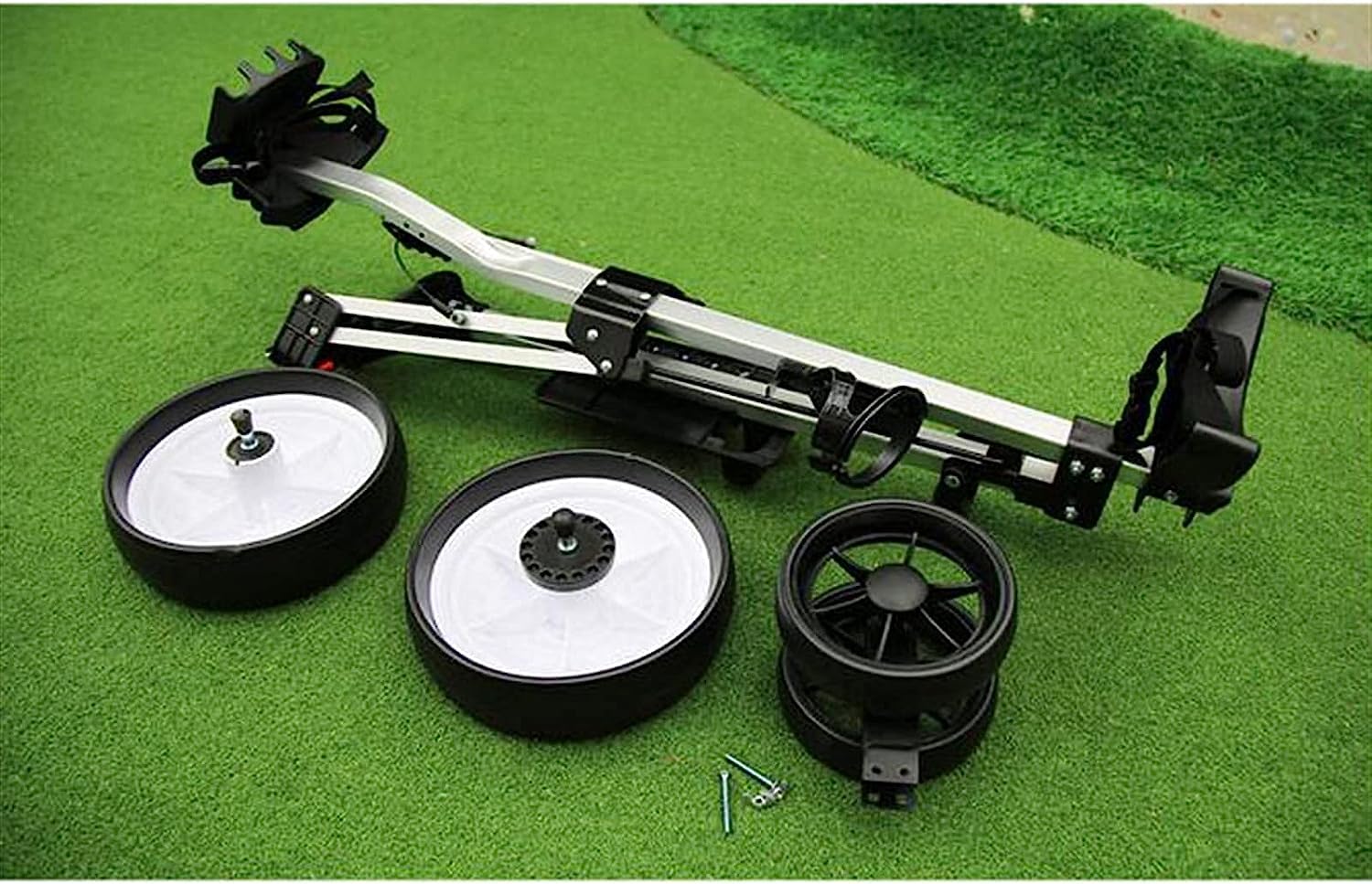 Carrello da golf pieghevole a 4 ruote, carrello da golf a mano, carrello da golf leggero, facile da aprire e chiudere (bianco)