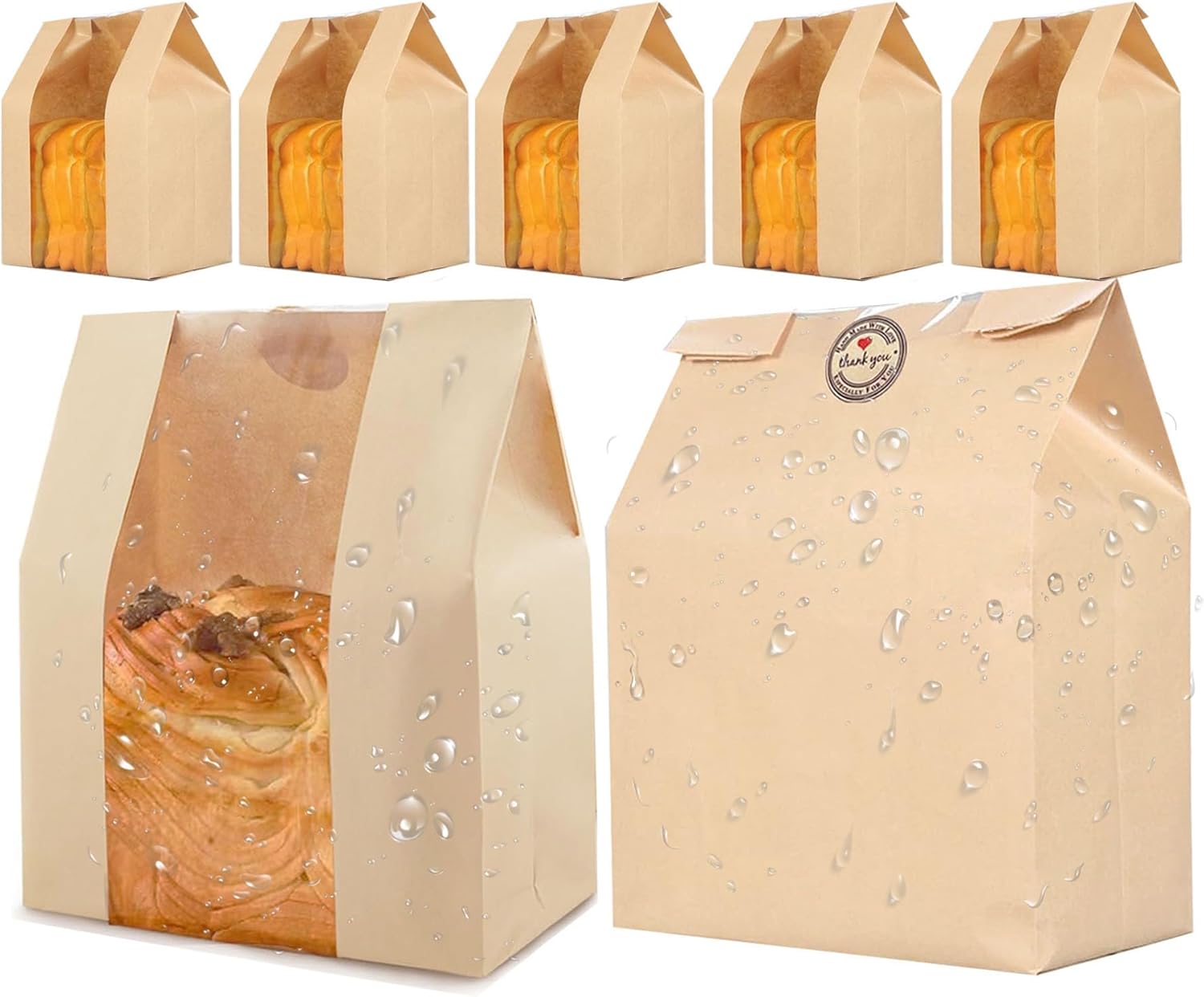 Foraineam 300 Pack Mini Kraft Paper Bags 3.5 X 2 X 6.7 Inch Durable Brown Paper Snack Bag Small Cookie Party Favor Bags - View #3