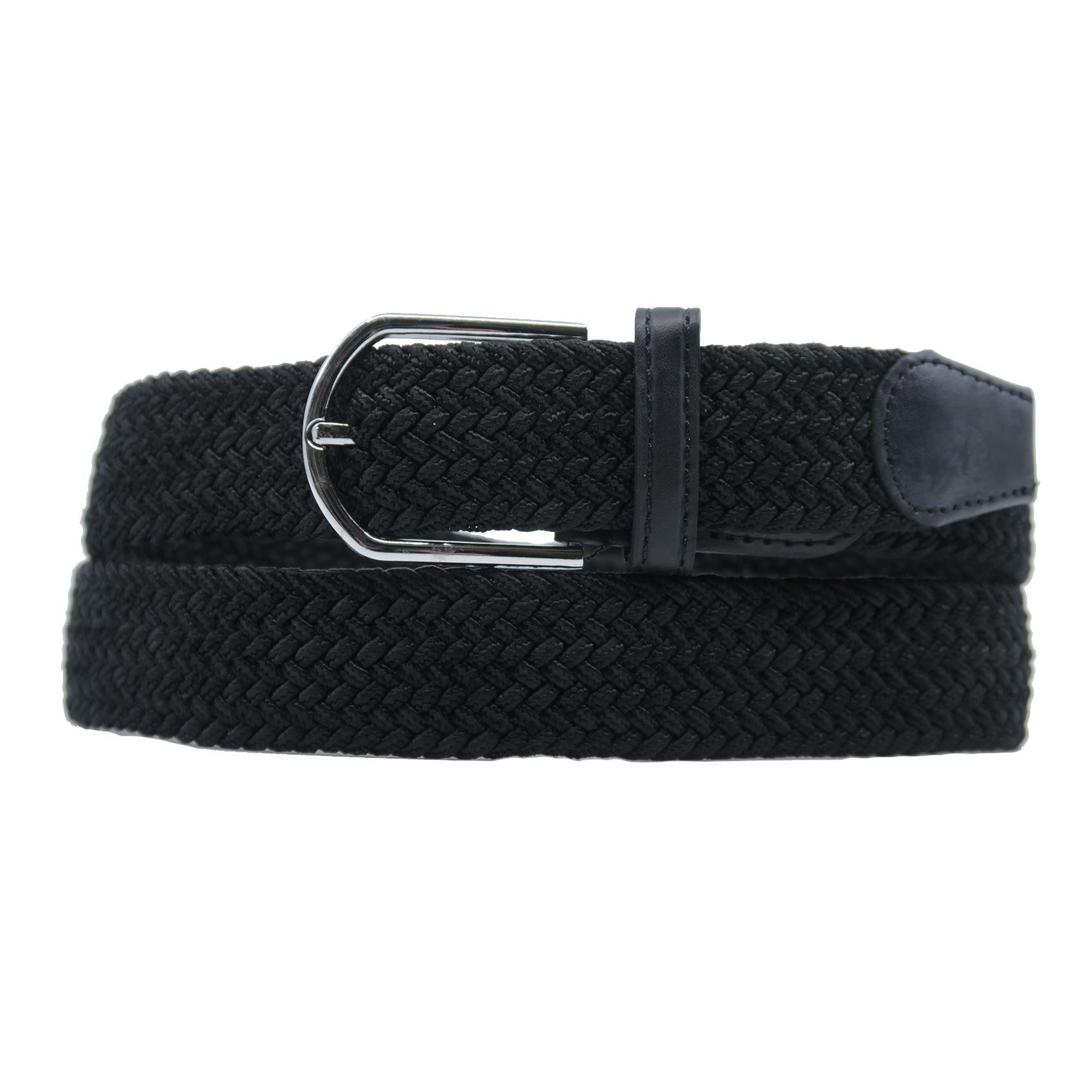 YEHMAN Unisex Stretchy Braided Elastic Belt No Hole for Men Women 105-110cm, Black,