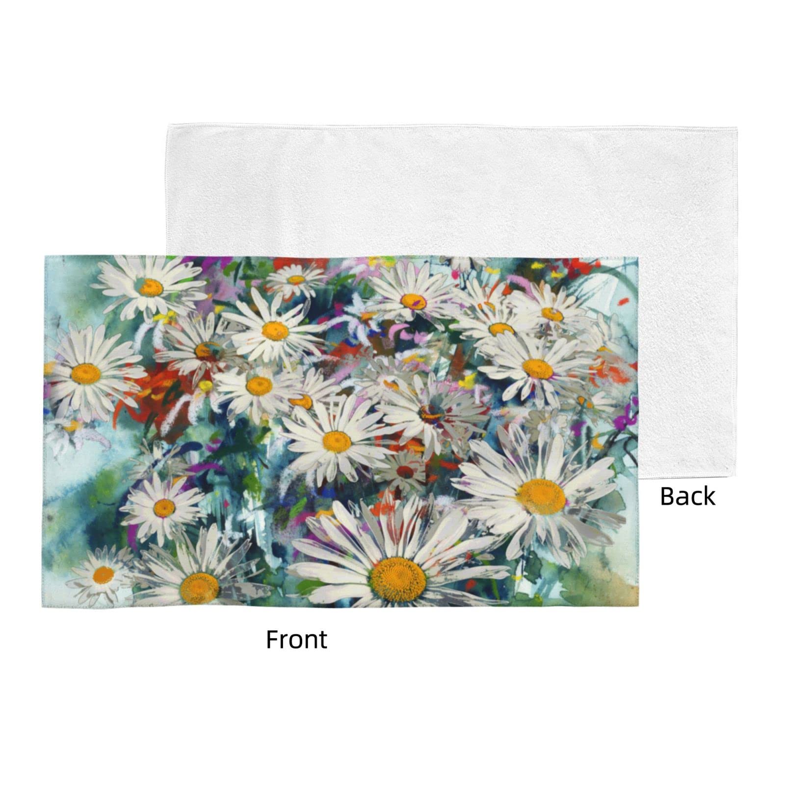 2 Gänseblümchen-Handtücher – 100% Baumwolle, Saugfähig, Bestickt, 36x74 Cm, Boho Deko Für Bad & Küche