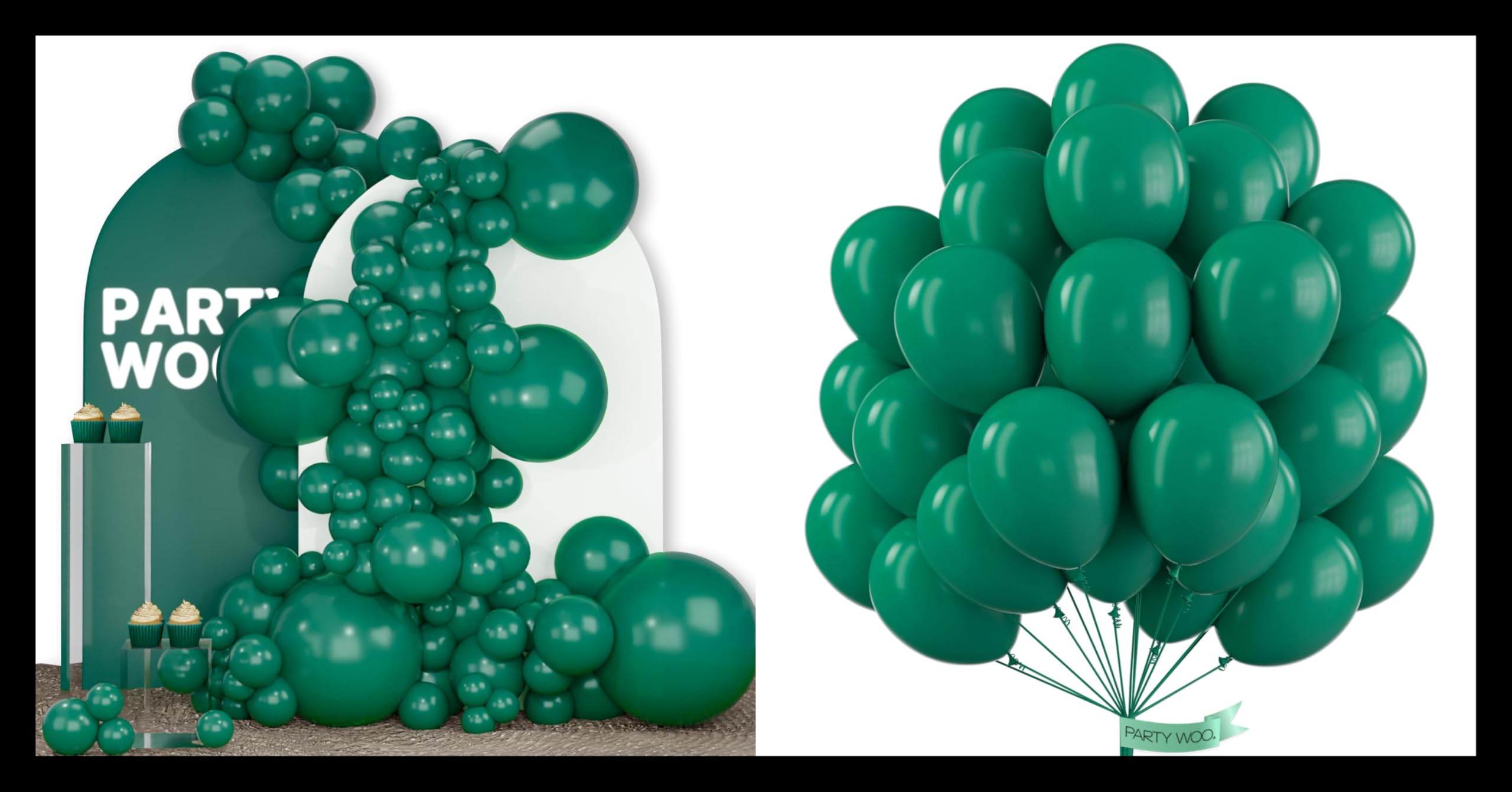 PartyWoo Dark Green Balloons 140 pcs and PartyWoo Forest Green Balloons 51 pcs