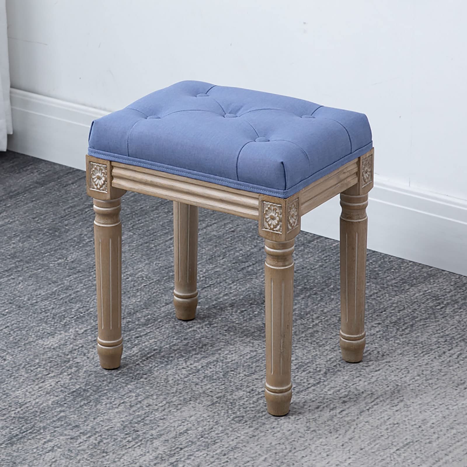 Toaletka do makijażu, zabytkowy taboret do makijażu w sypialni, pianino z rustykalnym drewnem, łatwy montaż, do sypialni, łazienki, 23,6''x11,8''x18,1'' (kolor: niebieski)