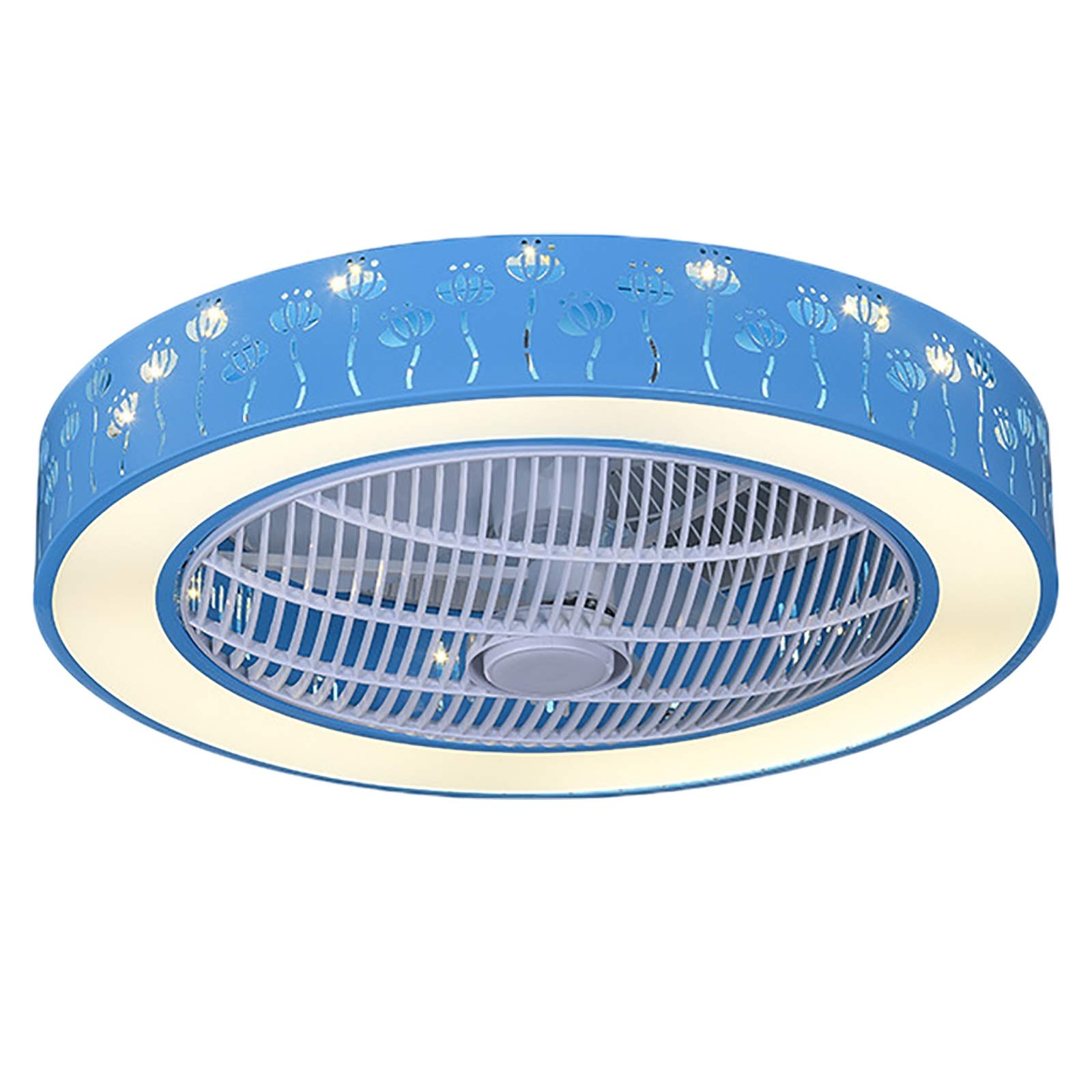 Ceiling Fan with Lighting and Remote Control, Modern Ultra-Quiet Fan Light 3 Wind Speed Dimmable Bedroom Living Room Fan Ceiling Lamp (Color : Blue)