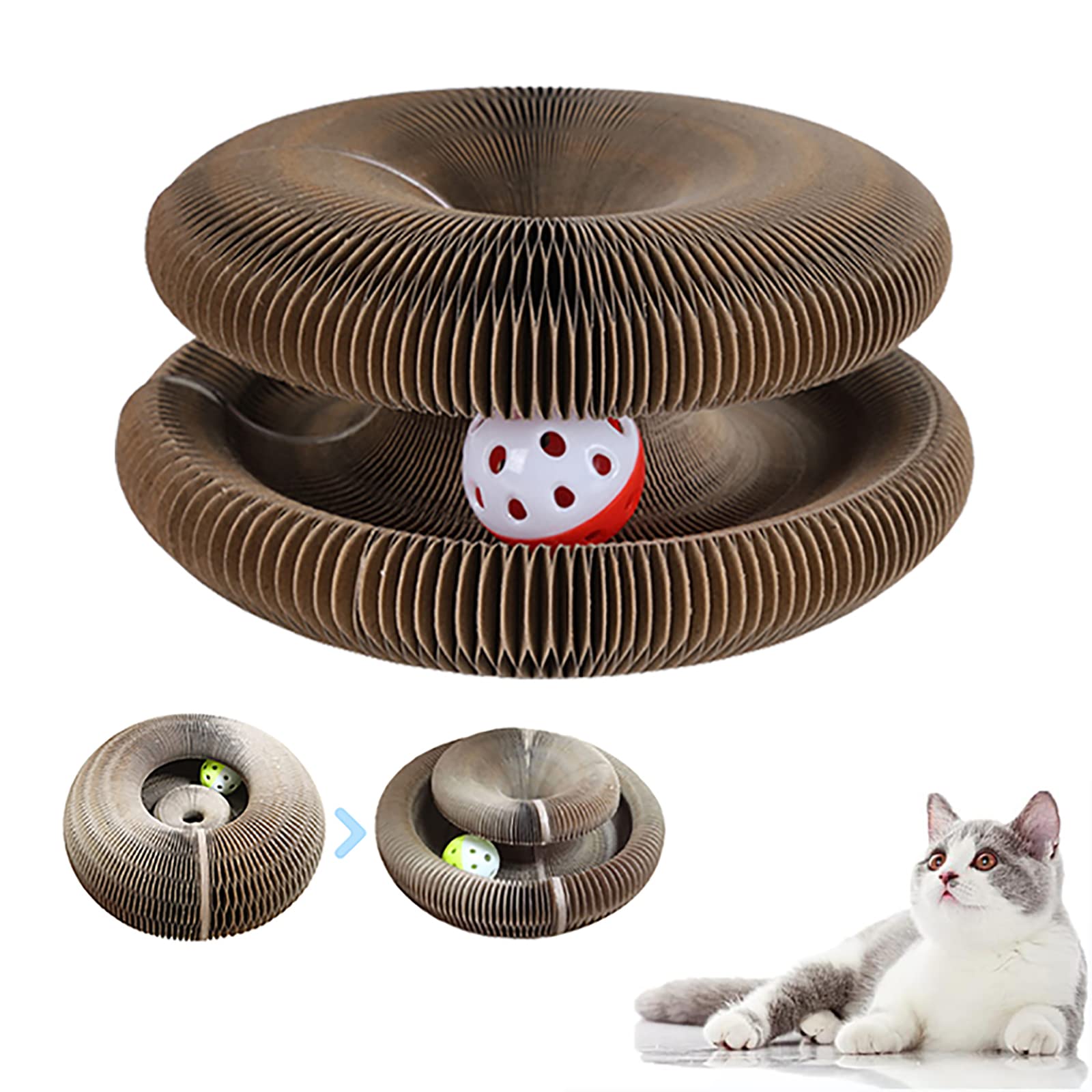 Tiragraffi for gatti, tiragraffi for gatti con organi magici di carta, tiragraffi for gatti viene fornito con una pallina giocattolo, comodo tiragraffi for gatti pieghevole, ideale for gatti che gioca