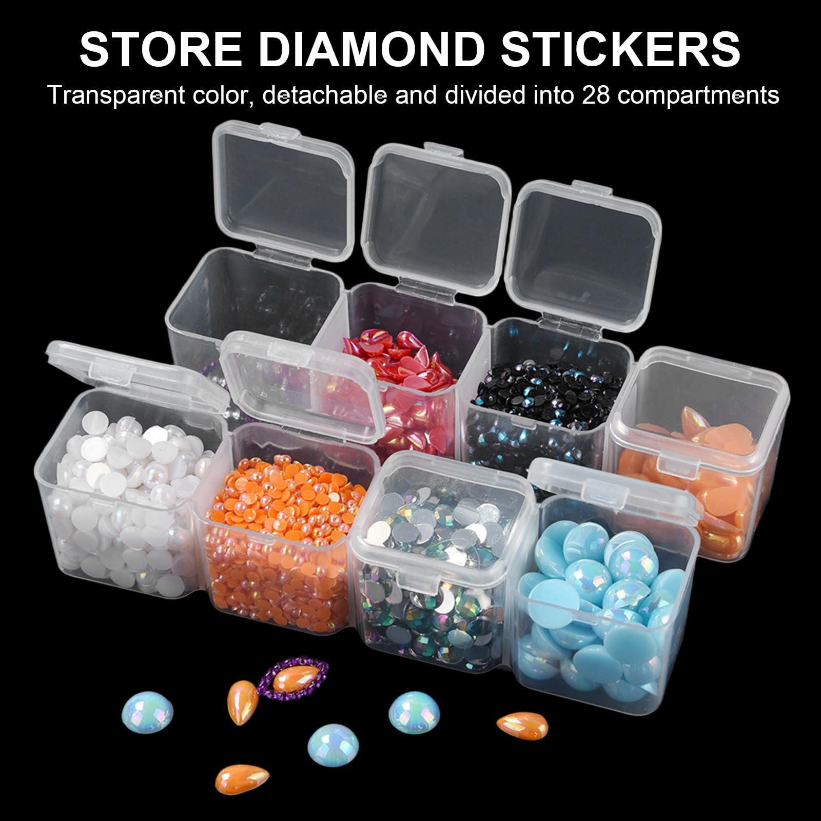 Scatola Portagioie In Plastica Con 28 Scomparti E Coperchi Individuali - Organizer Rimovibile Con Etichette Per Perline E Diamanti - 4