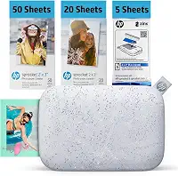 HP Sprocket 2x3 Impressora fotográfica instantânea para smartphone pacote com 75 folhas - Impressora móvel sem fio colorida portátil Bluetooth (Luna Pearl) fotos adesivas Zink