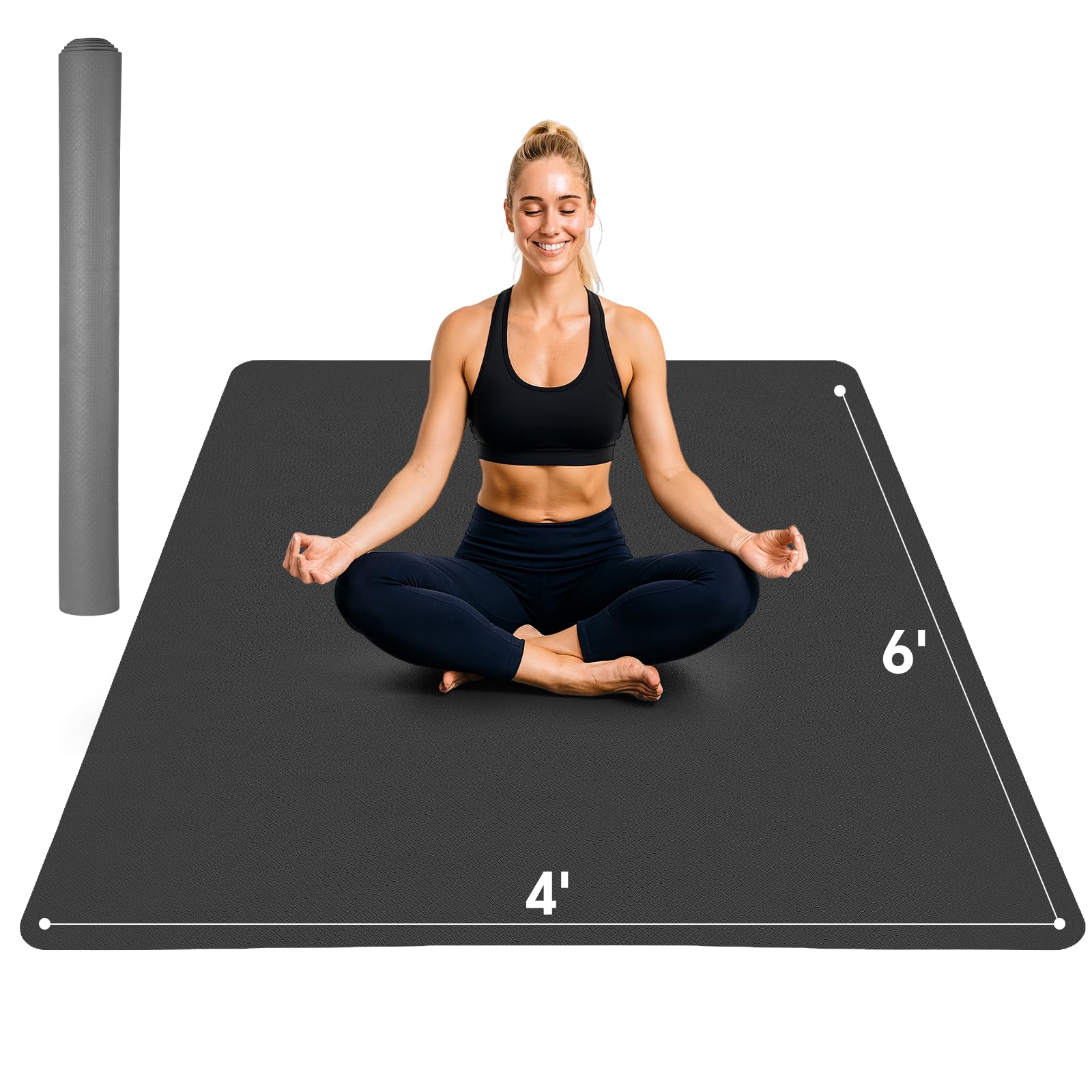 The Workout Mat 6mm ブラック Buy Stepwaver Extra Large Exercise Mat, 6'x4'x6mm (1/4 inch), Non