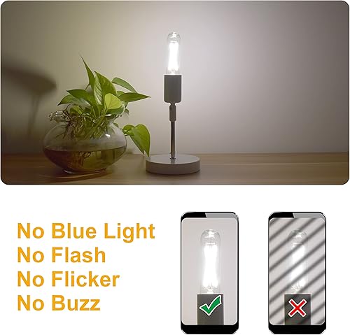 Miniatura 5 de Bombilla LED T10 regulable luz blanca diurna 5000K, bombillas LED tubulares de 2 W equivalentes a 25 vatios, 200 lm, bombilla de base media E26 para