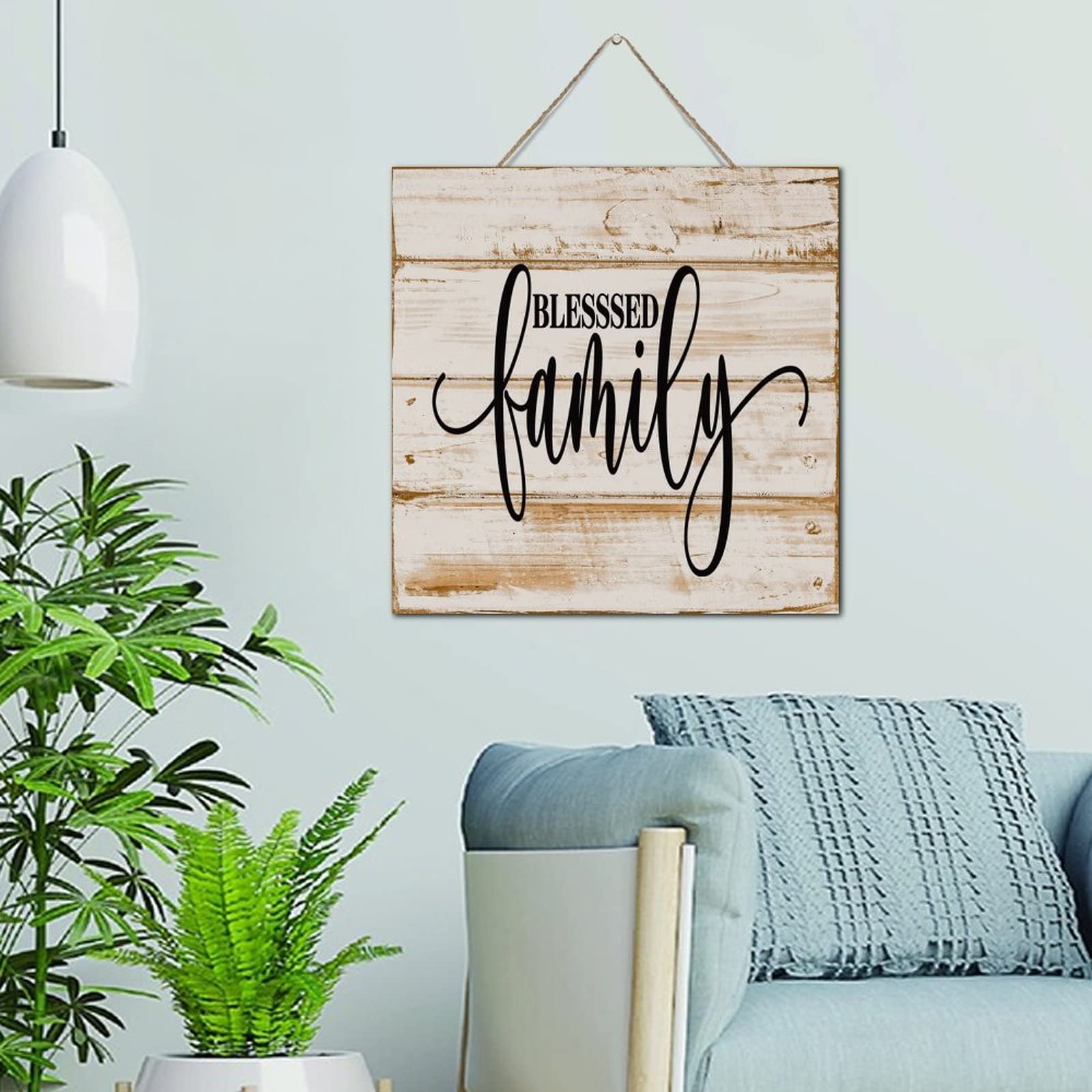 Décoration murale bois Blessed Family étagère garde-manger 30cm