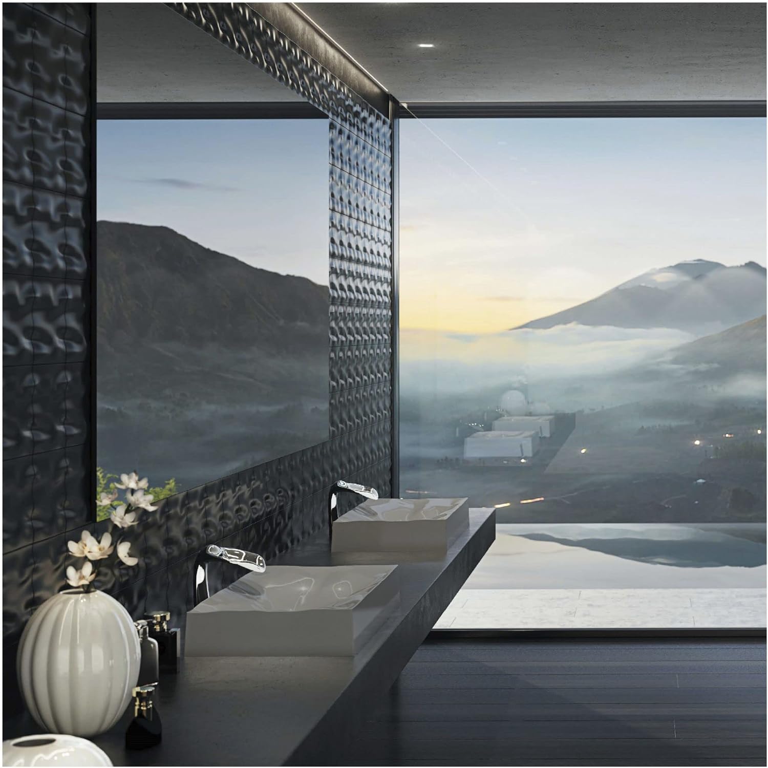 Karran Mirage SQS300 Quartz 32 in. Bathroom Vessel Sink in Black