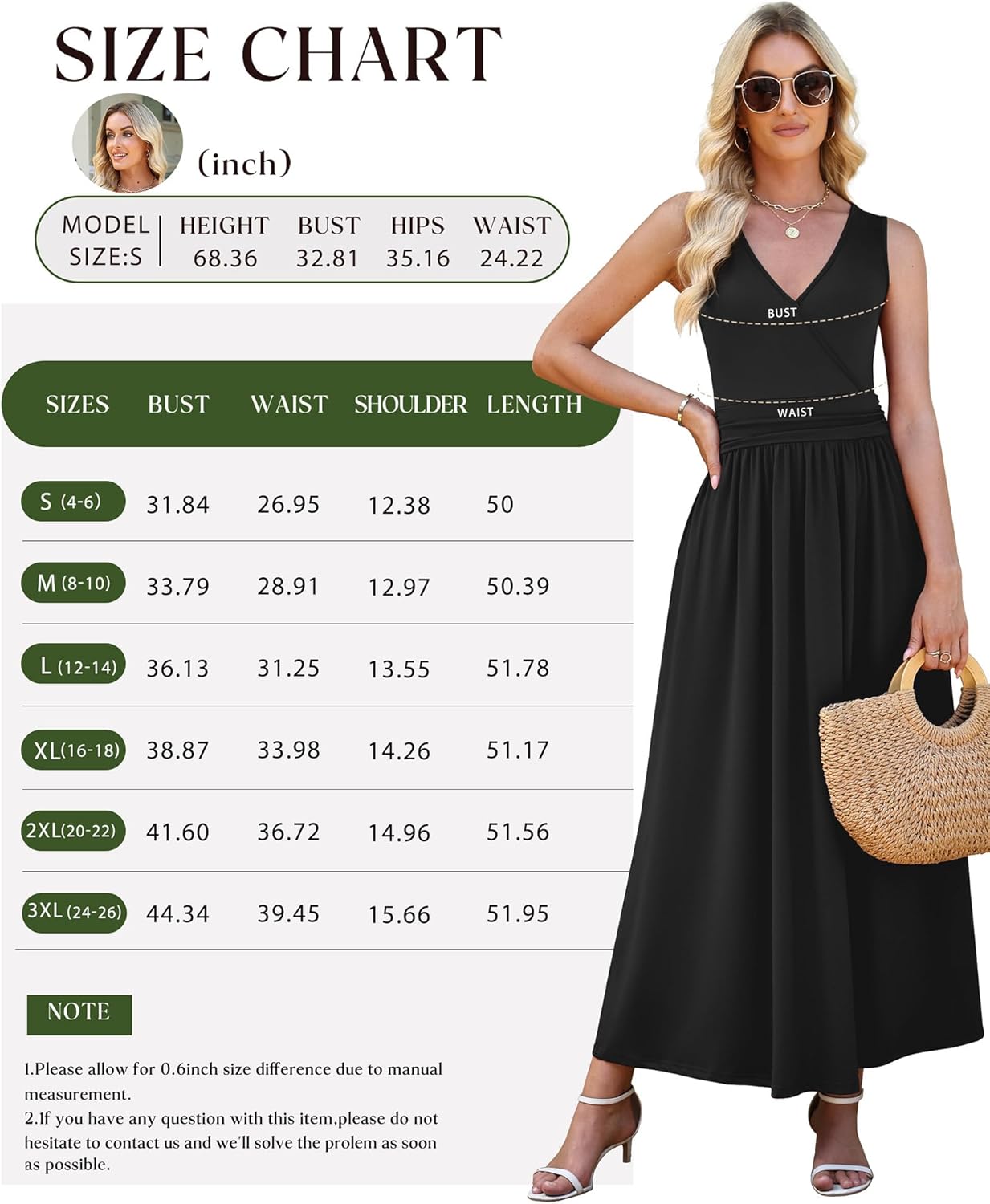 WEACZZY Women's Maxi Dress Sleeveless V Neck Sundress Cocktail Long Dresses with Pockets - Image 6
