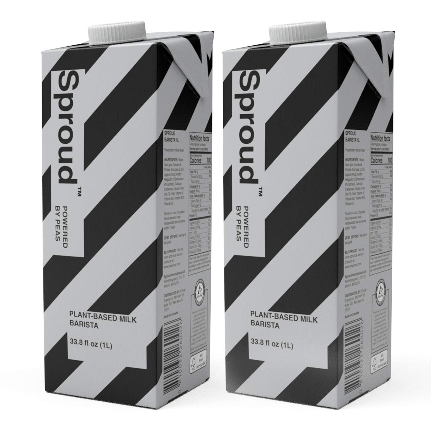 SPROUD Vegan Pea Protein Milk - Barista - 1 Liter (2 Pack) - Plant-Based Shelf Stable Milk - Lactose Free, Gluten Free, Dairy Free - Non-GMO – Soy, Rice, Almond & Oat Milk Alternativ