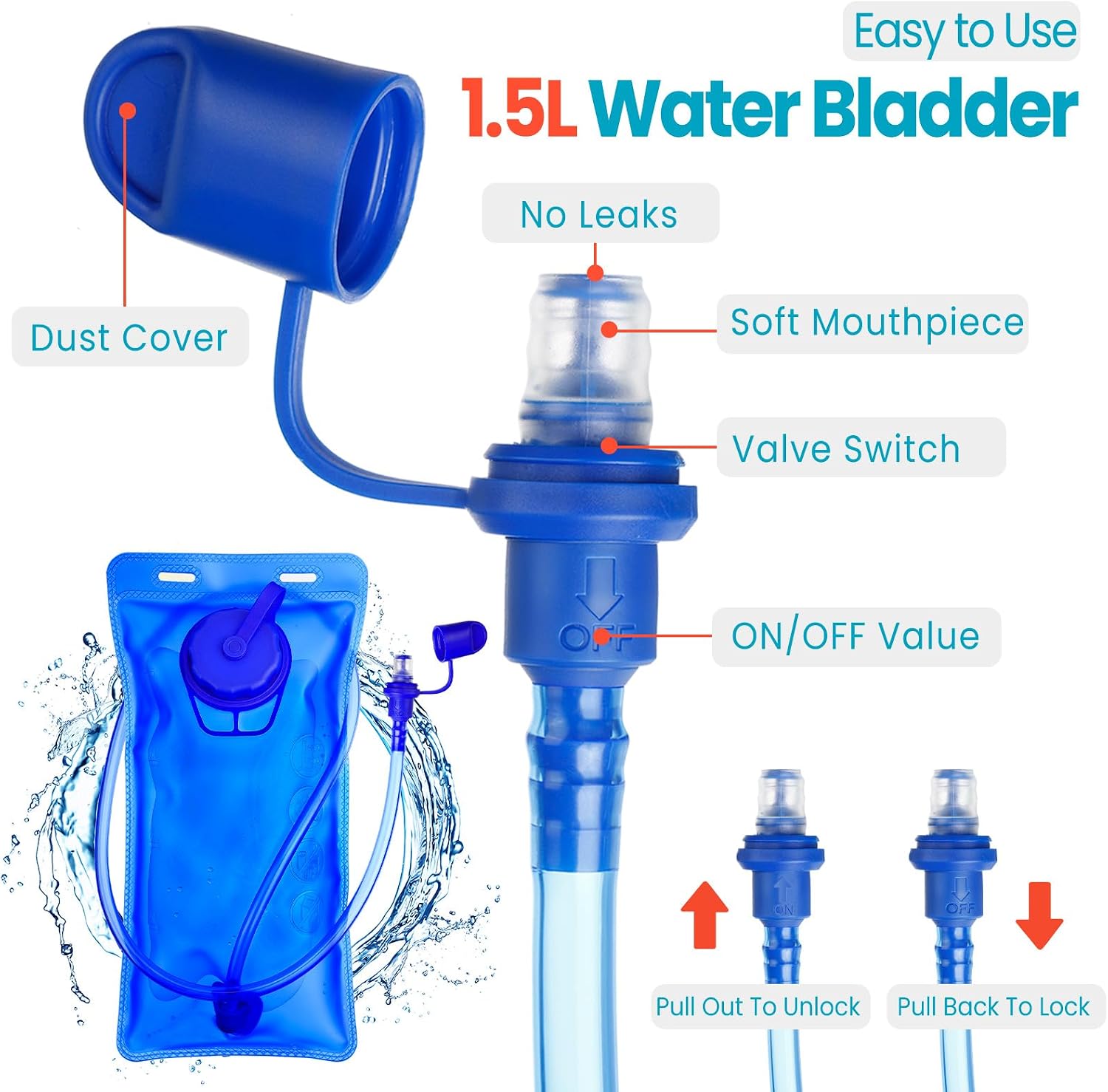 Shinylin Kids Hydration Backpack with 1.5L Water Bladder Hiking Backpack Lightweight for Boys or Girls Children Biking Climbing Running Cycling image 5