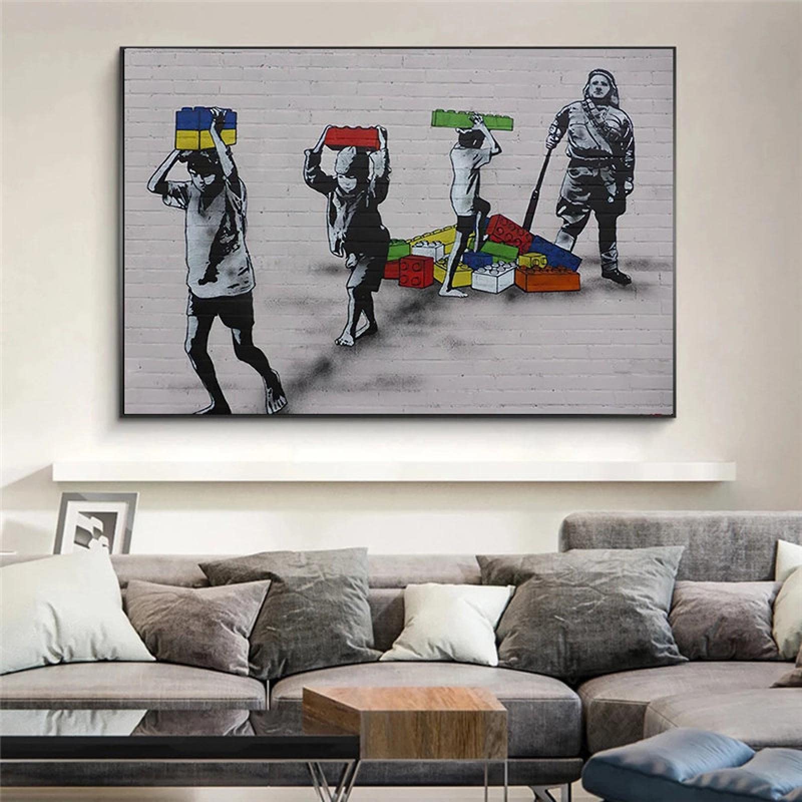 La Vie D'œuvres D'art Classique De Bansky Est Courte Shill The Out Peintures Sur Toile Sur Le Mur Affiche D'art Et Image Imprimée Pour La Décoration Intérieure 50x70cm (20x28in) X3 Cadre Intérieur