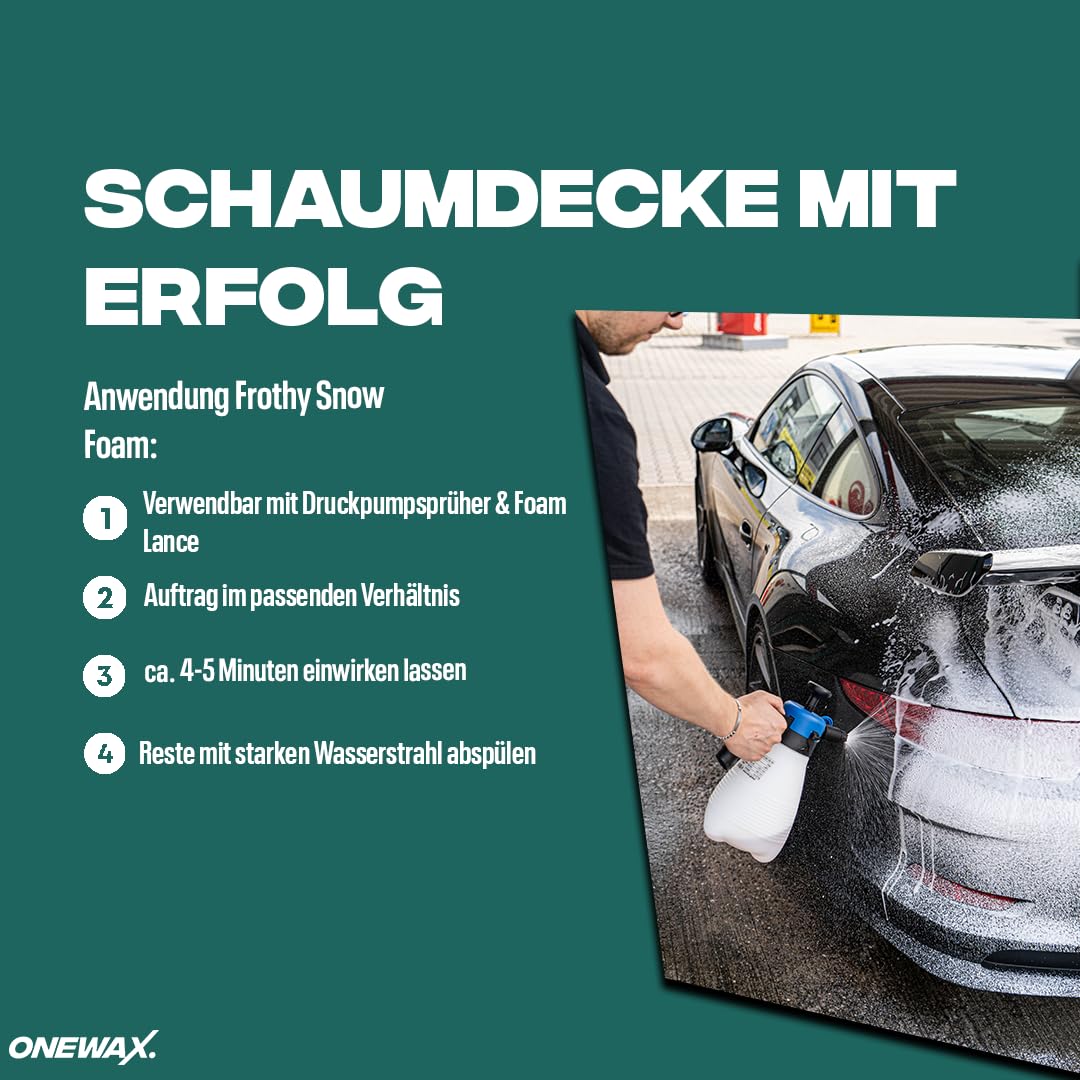 Frothy Premium Snow Foam 750ml Schaumstarkes Auto Shampoo pH neutral - hohe Reinigungskraft - Stark Schäumend - Erdbeer Duft (1 STK) (5 Liter Kanister)