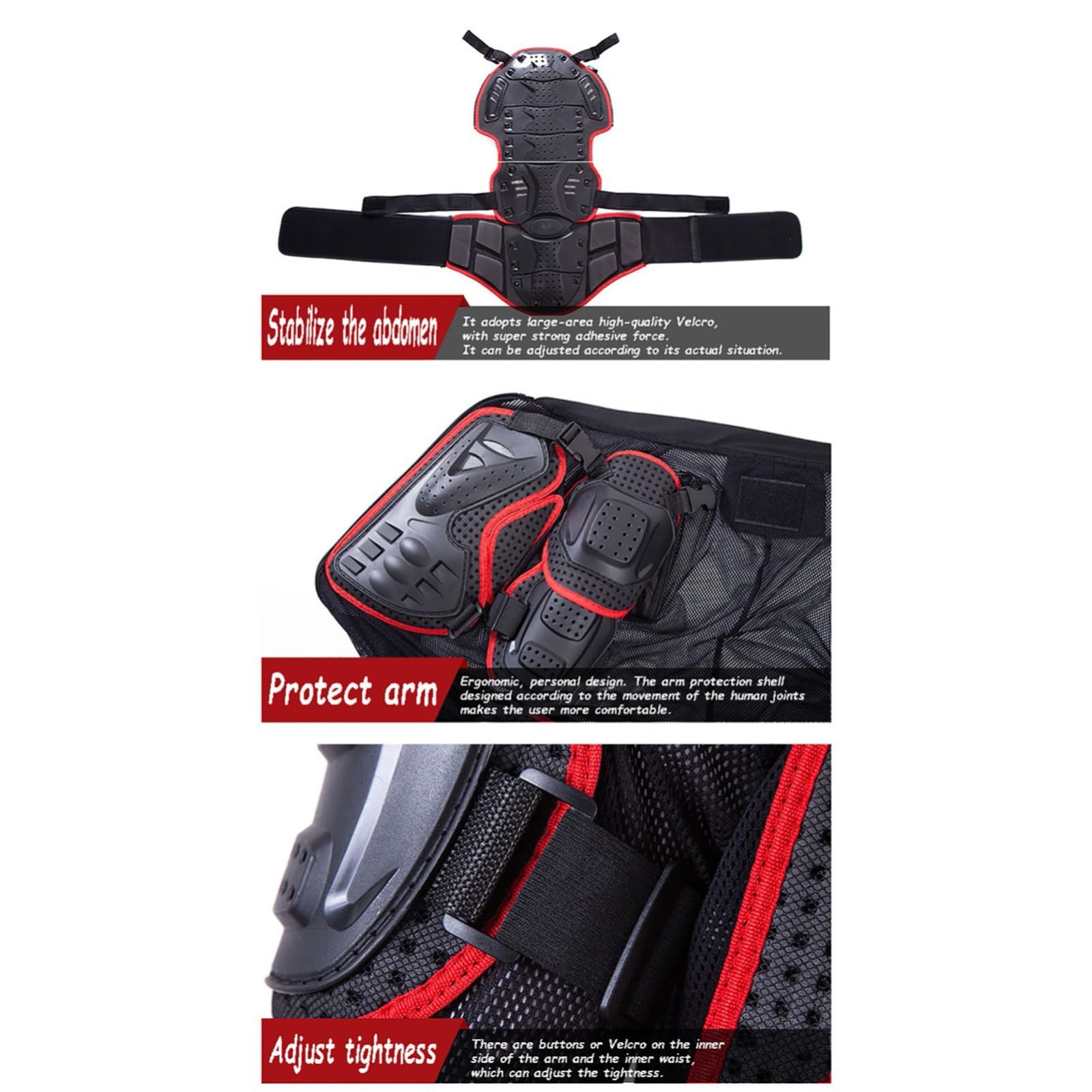 Adultos Motocicleta Body Armor Pecho Espalda Protector De Columna Vertebral Chaleco Protector, Motocicleta Body Armor Armor Protector De Pecho Protector De Espalda Motocross, Adecuado Black,L