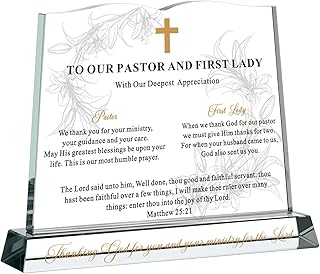 Pastor&Wife Appreciation Gifts-Book Shaped Crystal Plaque, 7 x 5.7 Inch Decorations Plaques for Pastor's