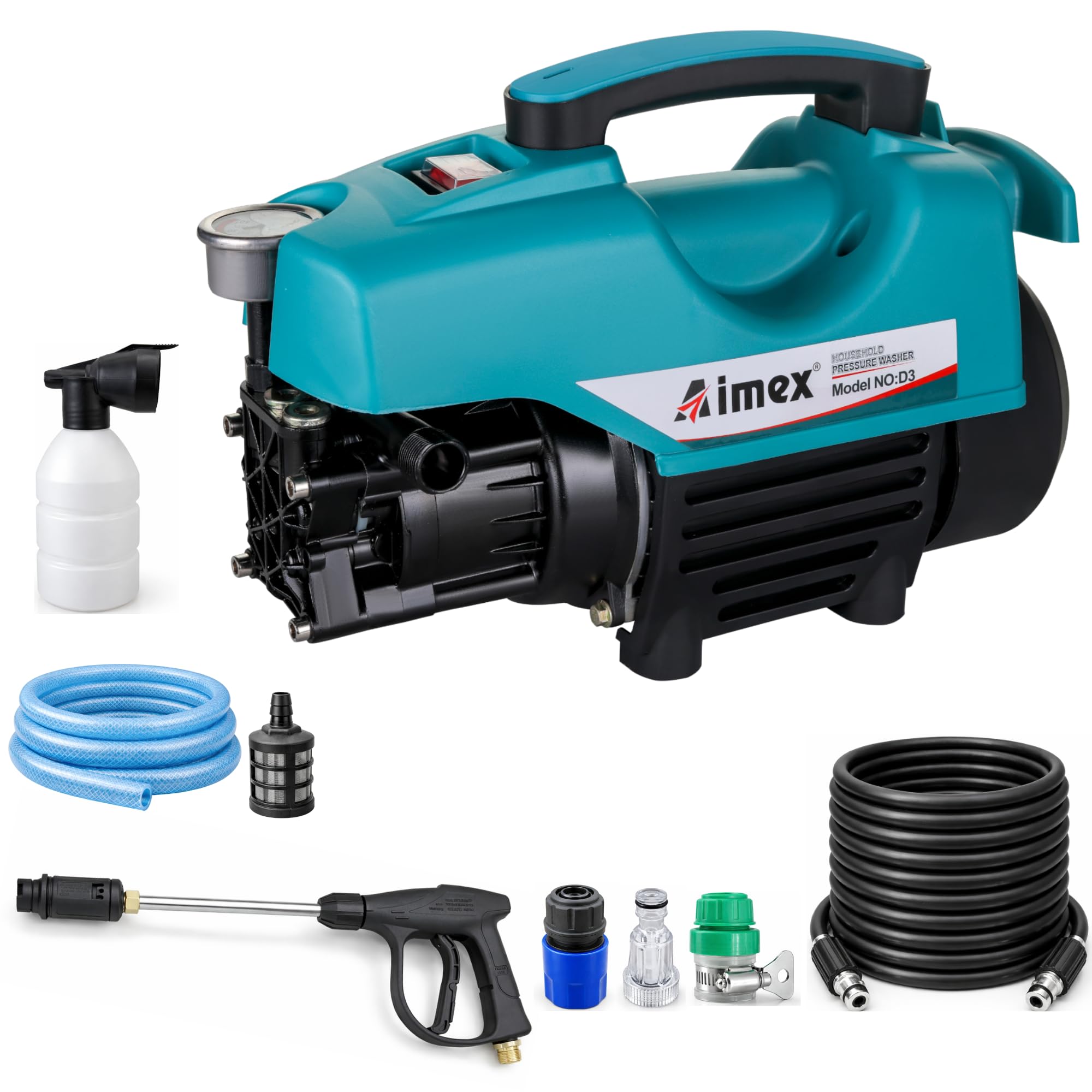 Aimex D3 High Pressure Car Washer | 1800W | 120 Bar | 8M Hose | Car, Bike & Home Cleaning Machine