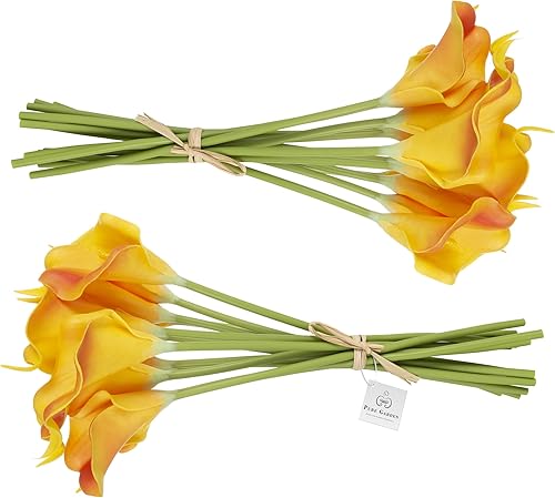 Miniatura 3 de Pure Garden - Lirio de llama artificial con tallos, flores falsas de tacto real para decoración del hogar, boda, noviababy shower, más, juego de 24