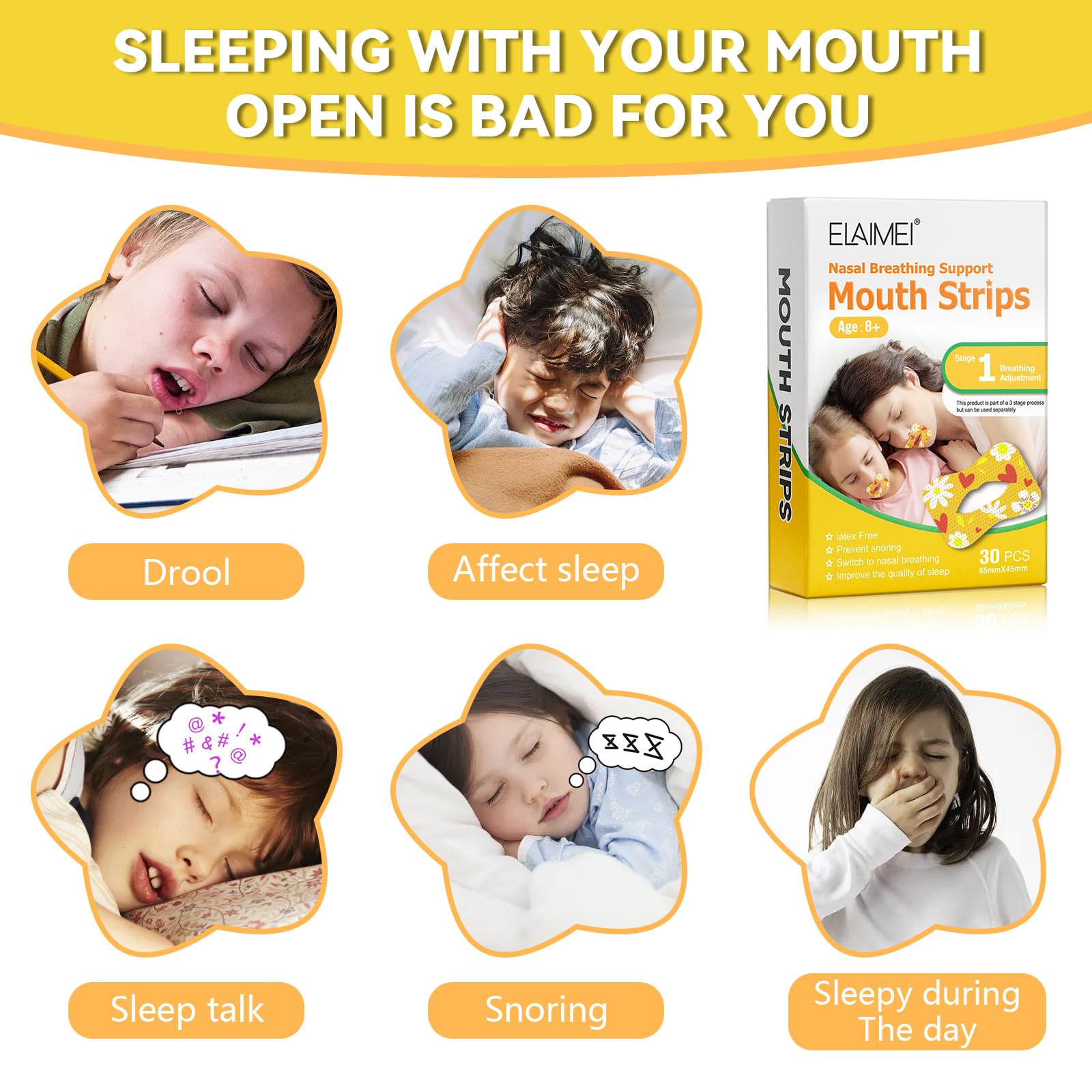 Cinta Bucal para Dormir, Tiras Bucales Antirronquidos, Tiras para Dormir Antirronquidos, Cintas Anti Ronquidos, Mejora La Calidad Del SueñO Y Reduce La RespiracióN Por La Boca Y Los Ronquidos