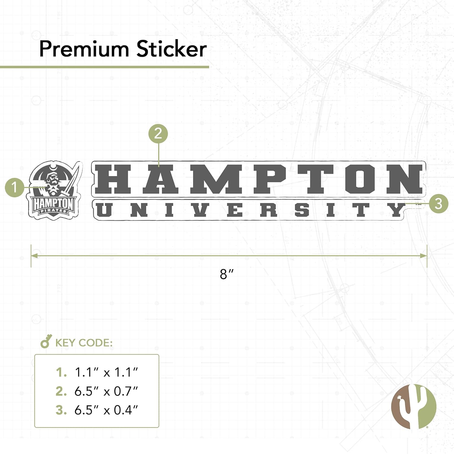 Desert Cactus Hampton University HBCU Virginia Pirates Name Logo Vinyl Decal Laptop Water Bottle Car Scrapbook (8 Inch Sticker) - Image 2