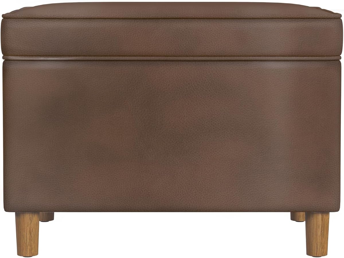 Spatial Order Home Decor | Dinah Collection Modern Storage Ottoman | Ottoman with Storage for Living Room & Bedroom(Brown Faux Leather)