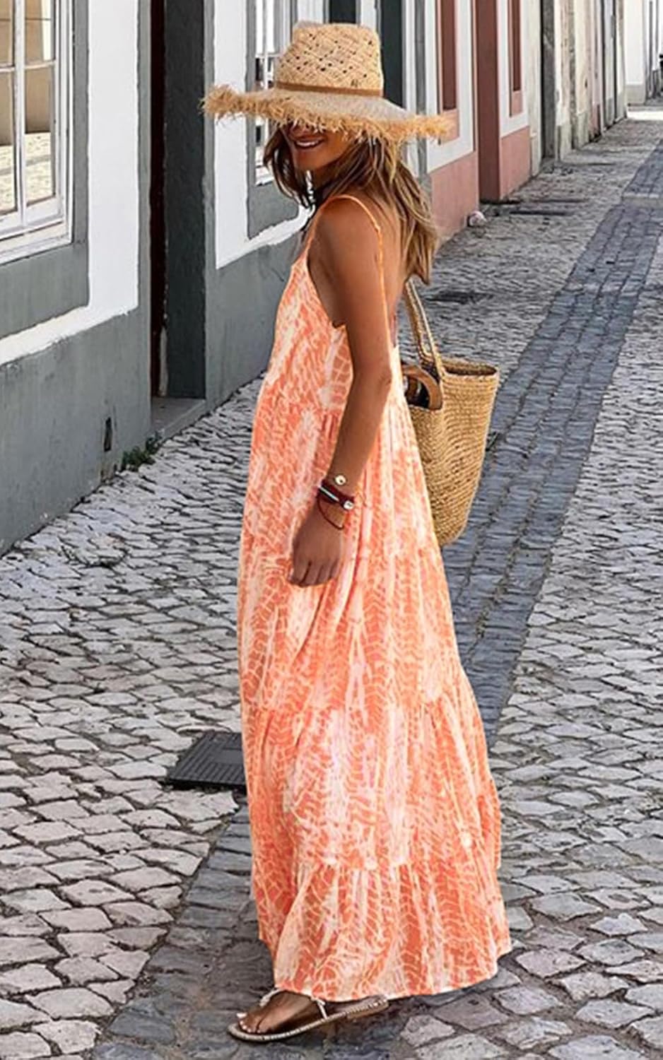 PRETTYGARDEN Women Summer Dresses 2026 Spaghetti Strap Scoop Neck Floral Maxi Dress Flowy Boho Long Sundress with Pockets