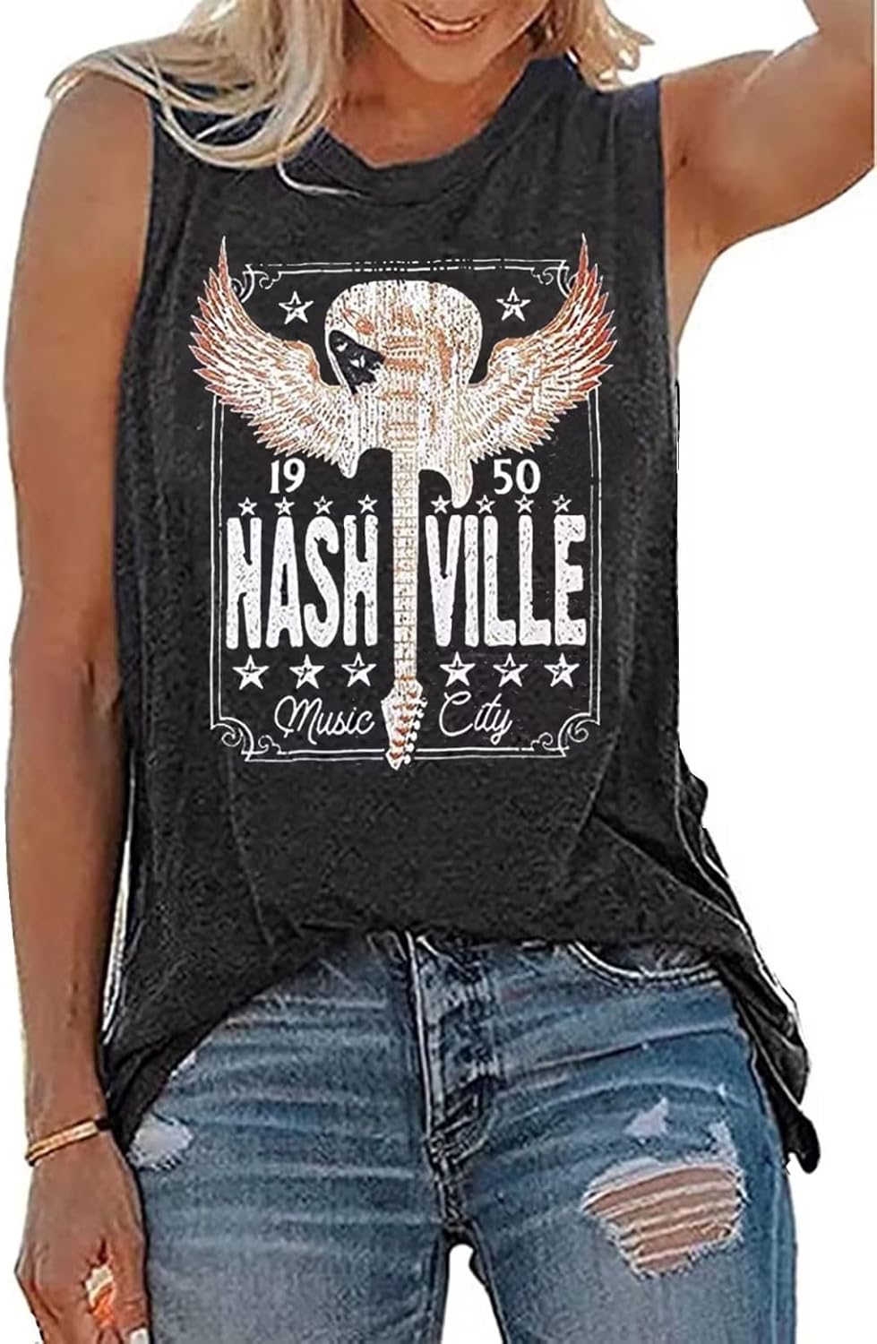 Country Music Tshirt Tops Women Guitar Graphic Shirt Casual Rock Band Shirt Vintage Letter Printed Country Concert Tops