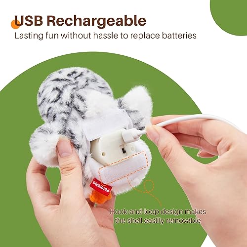 Vista 5 de Potaroma Juguetes para gatos con forma de búho que aletea (sin volar), chirrido de pájaro realista, juguete recargable para gatitos, juguete