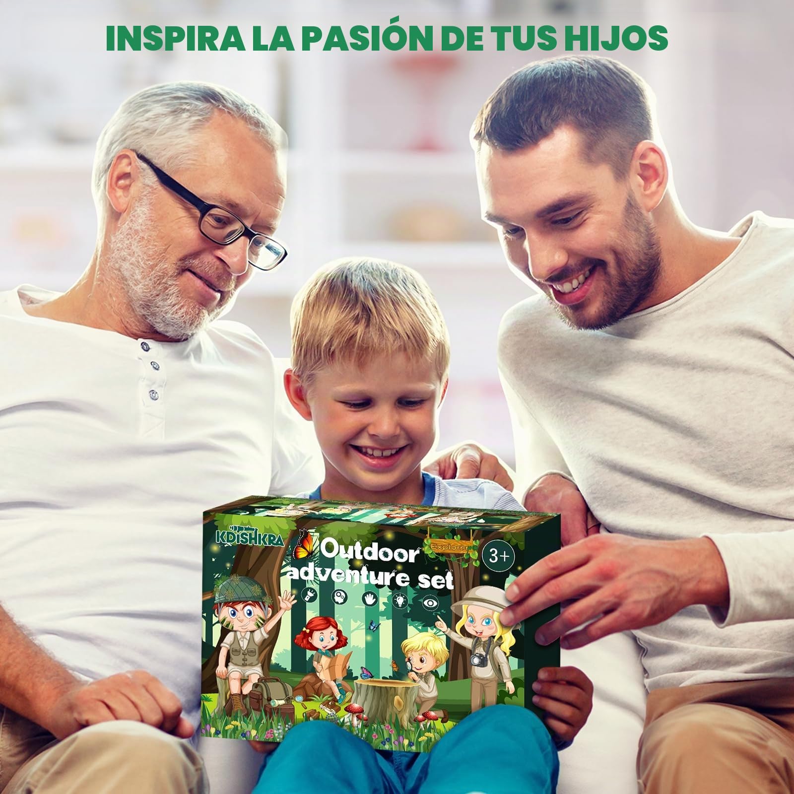 Kit Explorador Niños 23 Piezas – Juego Exploración Infantil con Prismaticos, Lupa, Caja Insectos, Chaleco, Sombrero, Linterna y Red – Disfraz Aventura para Jardín, Camping y Naturaleza