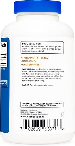 Miniatura 10 de Nutricost Vitamina E 400 IU 240 cápsulas de gel blando sin gluten sin OMG